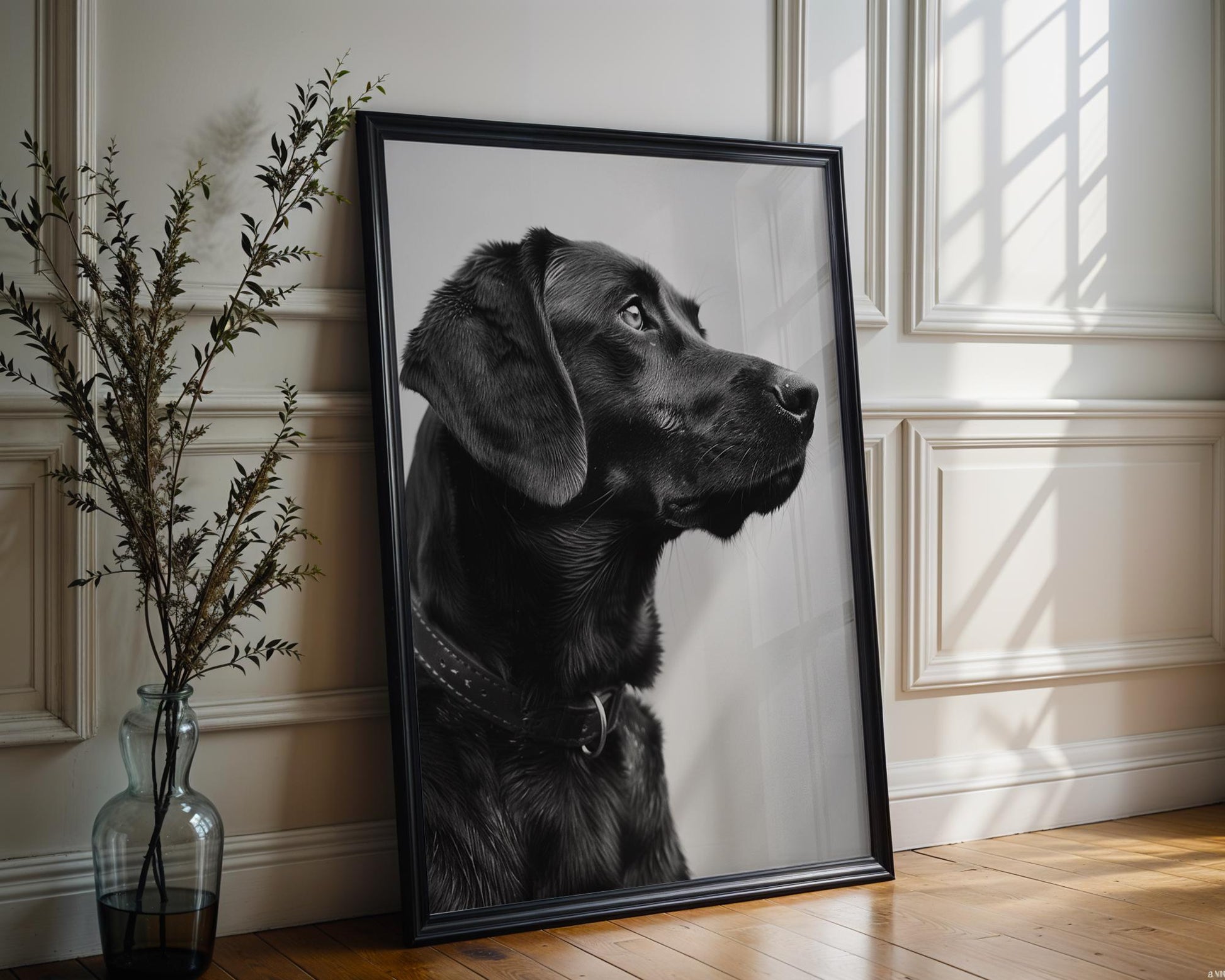Dog Photography Black Lab Fine Art Print | Modern Pet Portrait, Minimalist Decor wall art print, minimalist black and white poster, modern Scandinavian wall decor, Monohaus