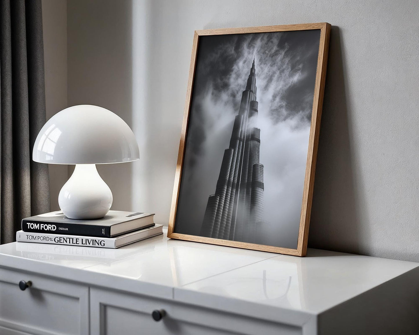 World Landmark | Burj Khalifa Black and White Photography Print | Dubai Skyline Poster wall art print, minimalist black and white poster, modern Scandinavian wall decor, Monohaus