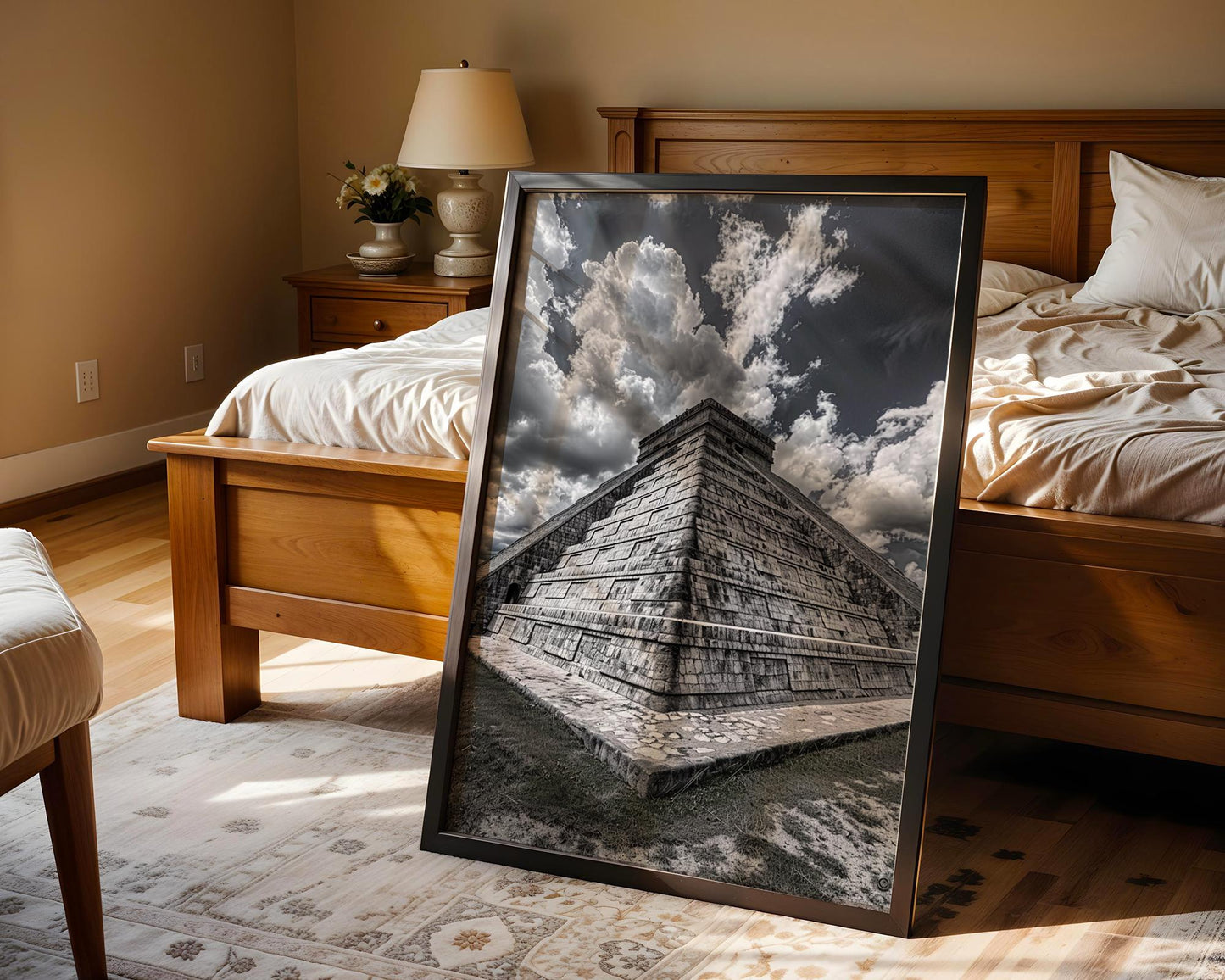 World Landmark | Chichen Itza Pyramid Photography Print | Black and White Mexico Wall Art