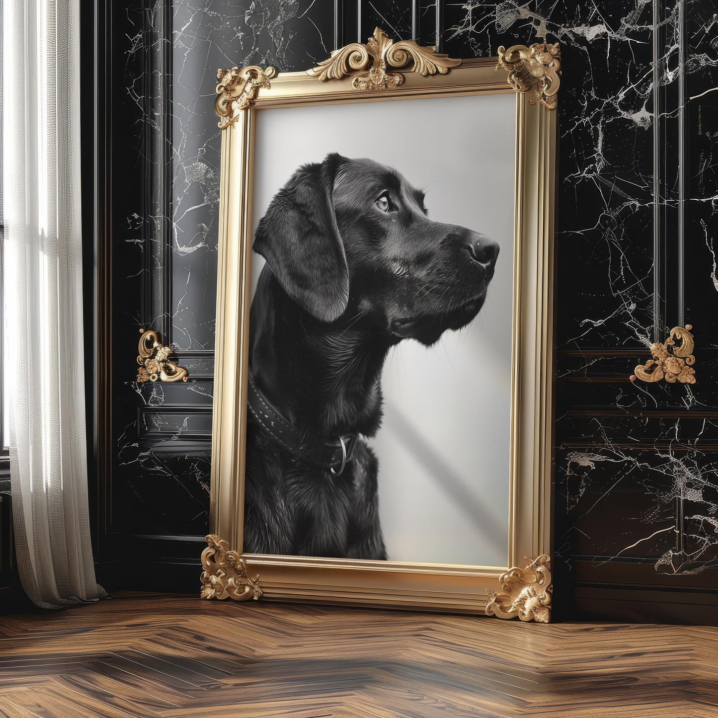 Dog Photography Black Lab Fine Art Print | Modern Pet Portrait, Minimalist Decor wall art print, minimalist black and white poster, modern Scandinavian wall decor, Monohaus