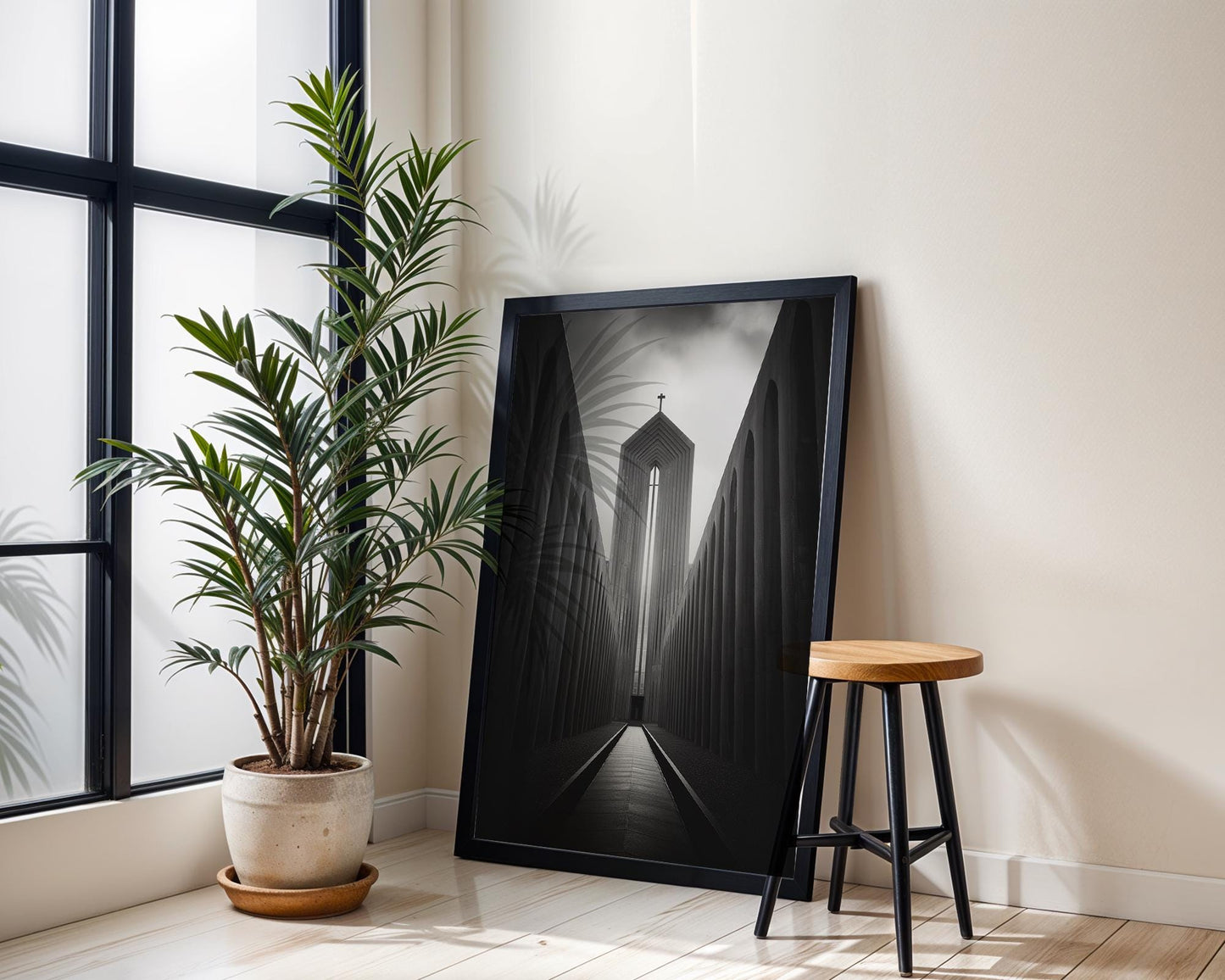 World Landmark | Modern Church Architecture Print | Minimalist Black and White Photography