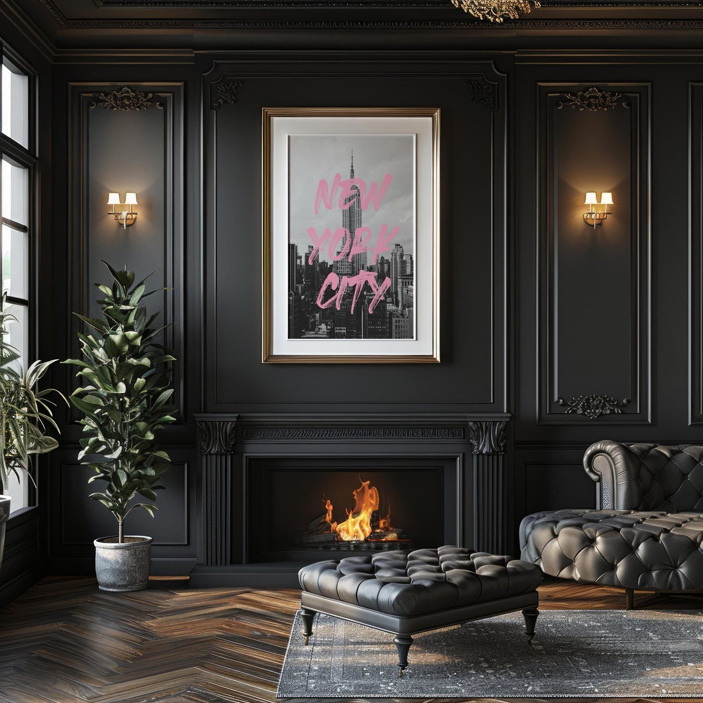 Designer Wall Art | New York City Skyline Print | Empire State Building wall art print, black and white architectural poster, minimalist modern Scandinavian wall decor, Monohaus