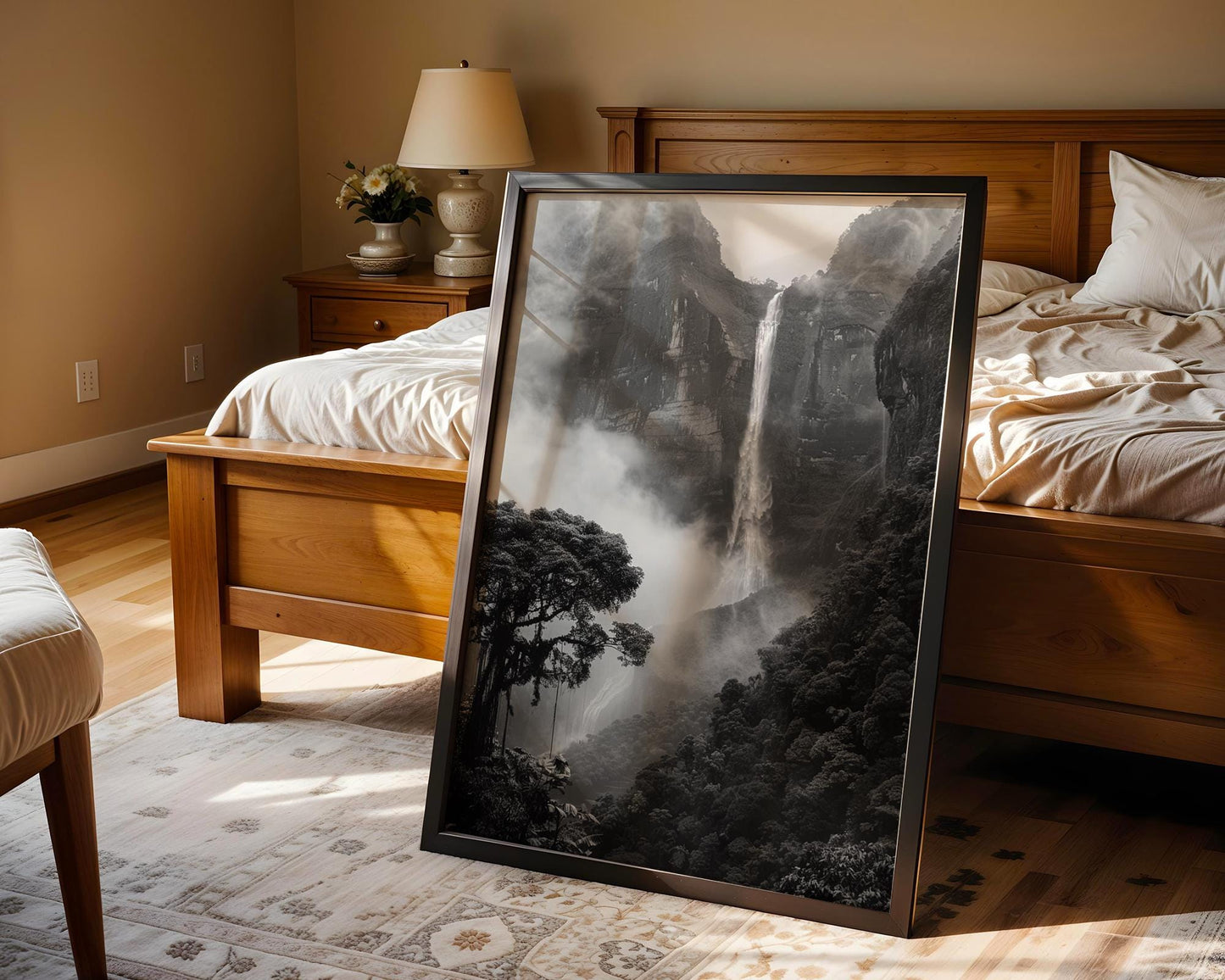 World Landmark | Angel Falls Photography Print | Black and White Minimalist Wall Art wall art print, minimalist black and white poster, modern Scandinavian wall decor, Monohaus