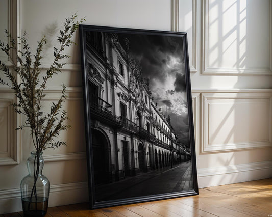 World Landmark | Puebla Mexico Print | Baroque Architecture Photography, Black and White wall art print, black and white architectural poster, minimalist modern Scandinavian wall decor, Monohaus