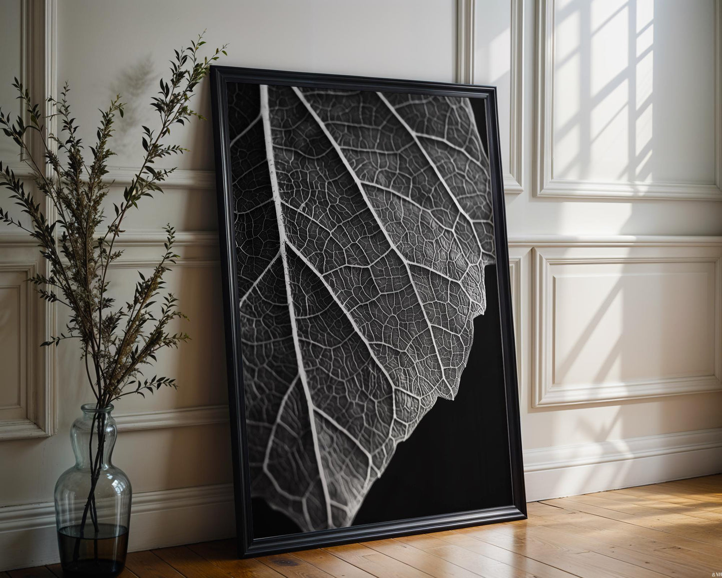 Botanical Photo | Abstract Leaf Macro Photography Print | Black & White Minimal abstract wall art print, geometric minimalist poster, modern Scandinavian decor, Monohaus