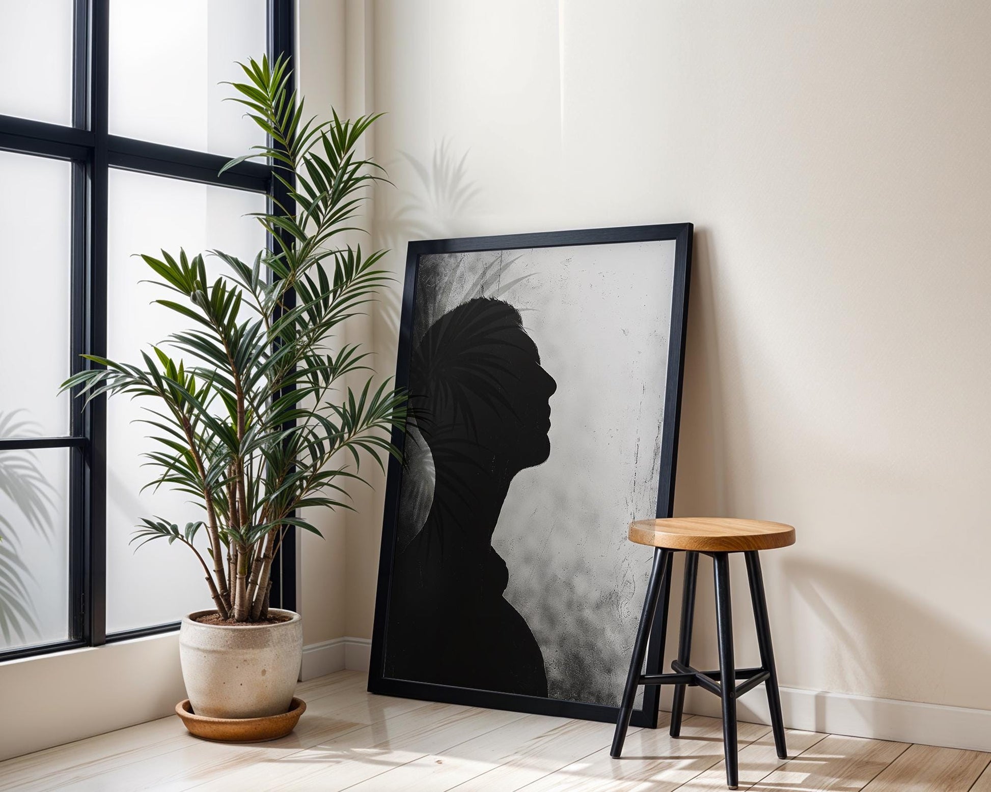 Minimal Wall Art | Black and White Male Portrait |  Monochrome Photography wall art print, minimalist black and white poster, modern Scandinavian wall decor, Monohaus