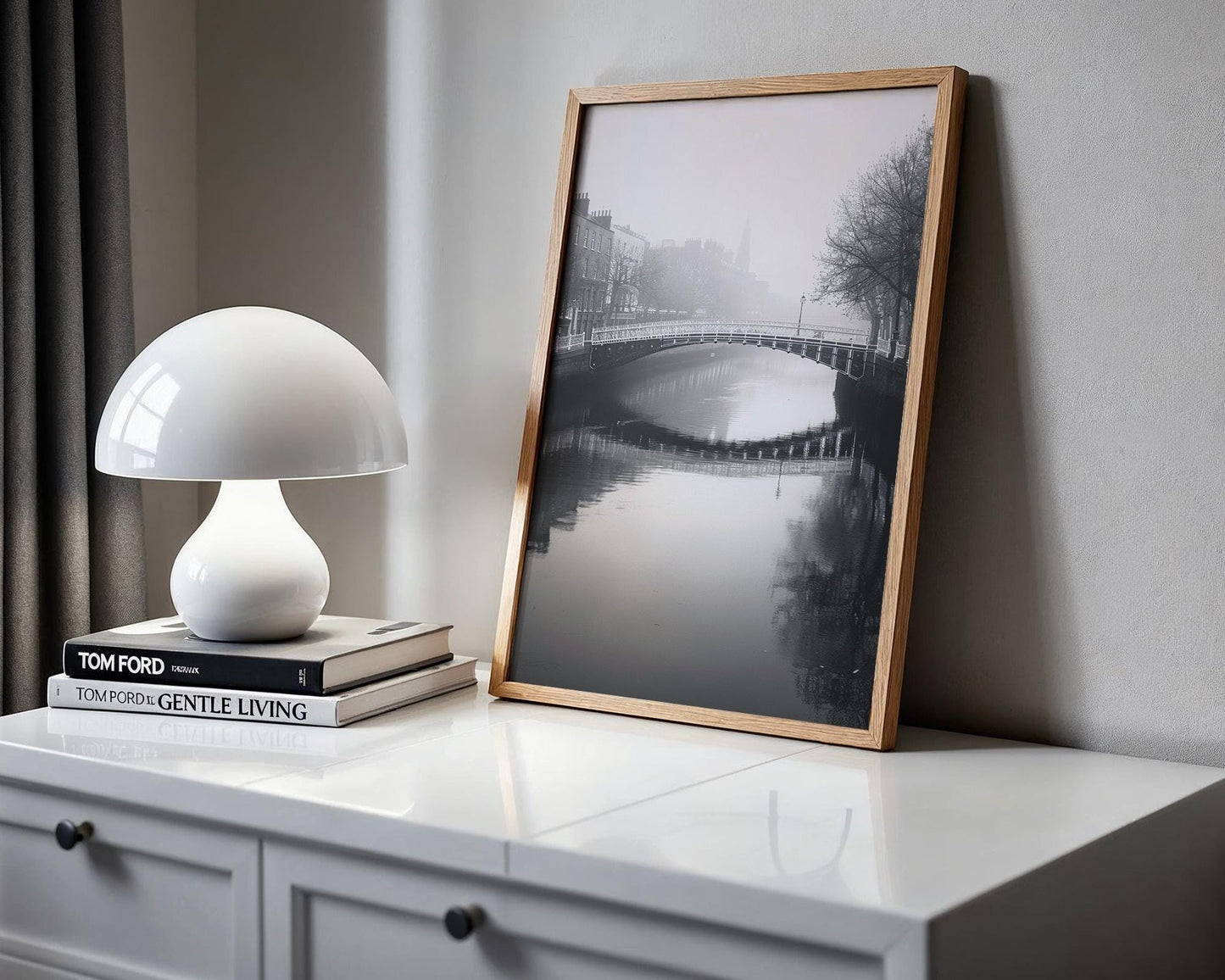 World Landmark | River Liffey Dublin Print | Black and White Minimalist Photography wall art print, minimalist black and white poster, modern Scandinavian wall decor, Monohaus