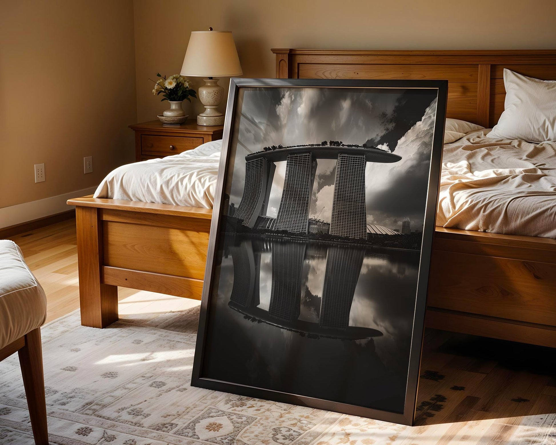 World Landmark | Marina Bay Sands Print | Black and White Singapore Architecture Photography wall art print, black and white architectural poster, minimalist modern Scandinavian wall decor, Monohaus