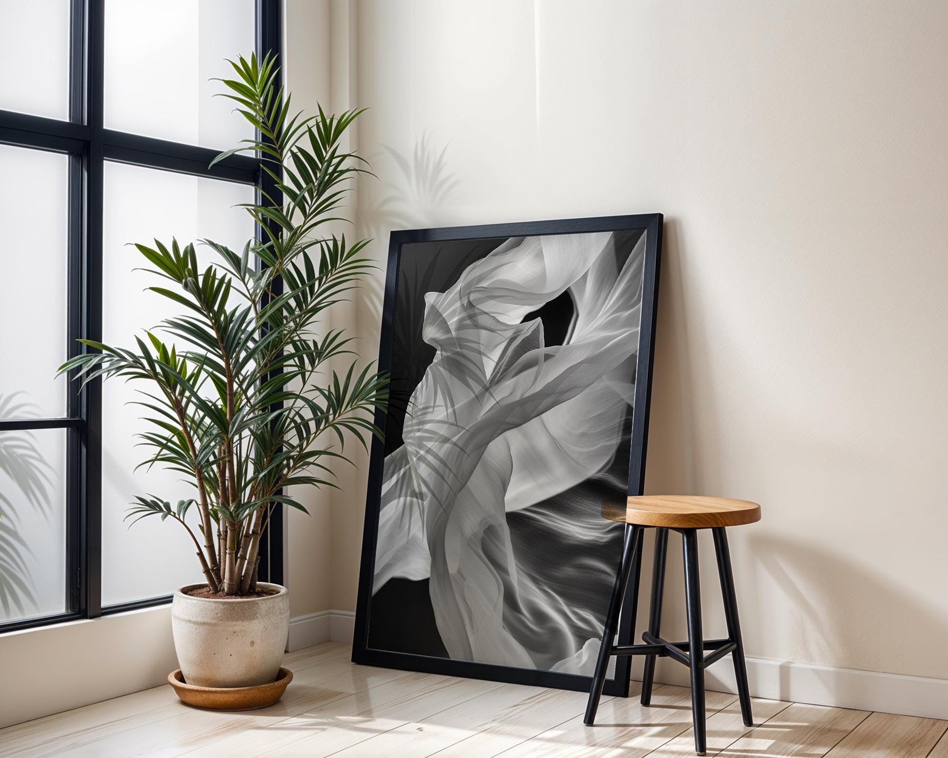 Minimal Wall Art Abstract Fabric Art Print | Monochrome Photography, Modern Home Decor abstract wall art print, geometric minimalist poster, modern Scandinavian decor, Monohaus