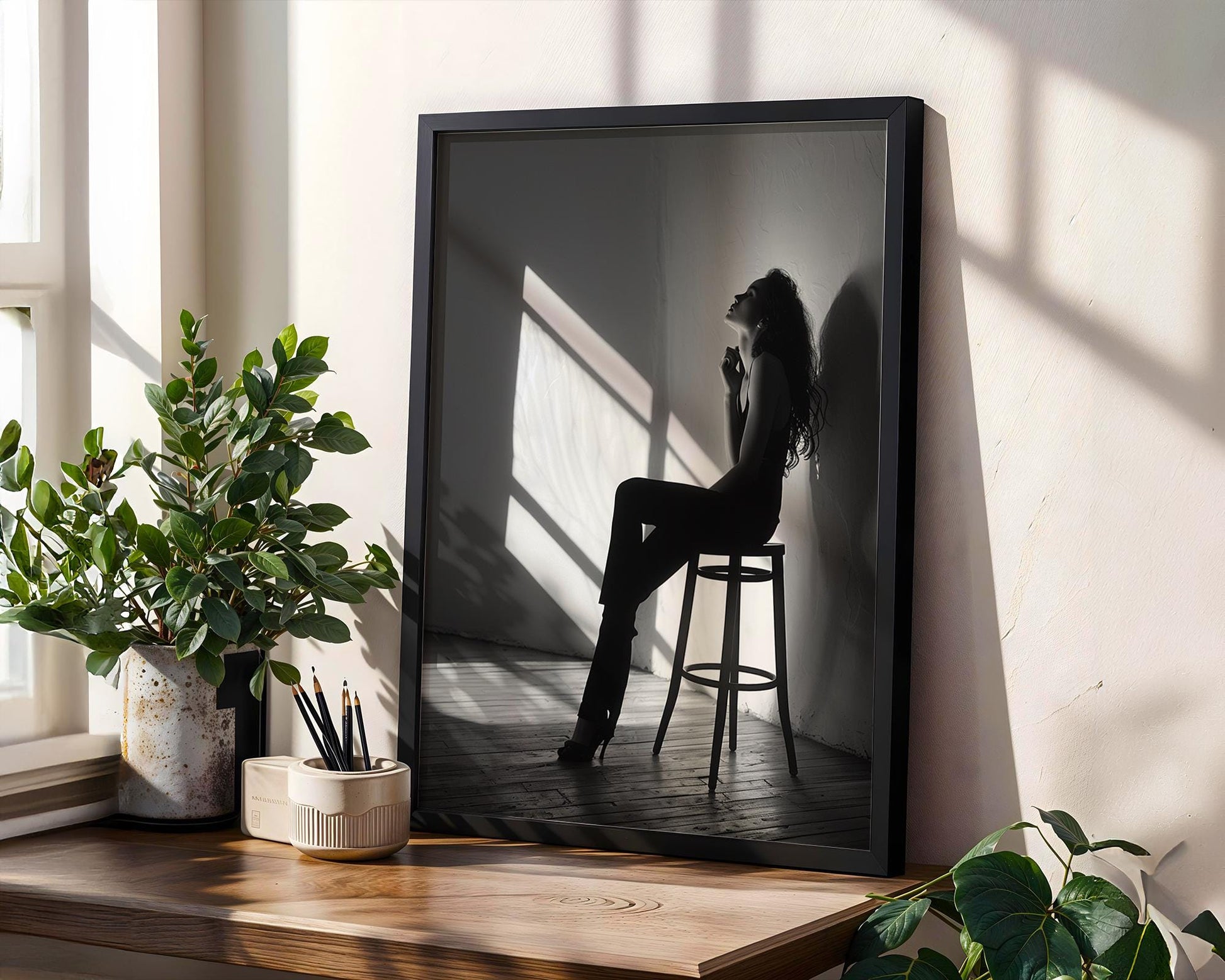 Urban Photography | Minimalist Female Silhouette Print | Black and White Decor black and white photo print, minimalist monochrome wall art poster for modern interiors, Monohaus