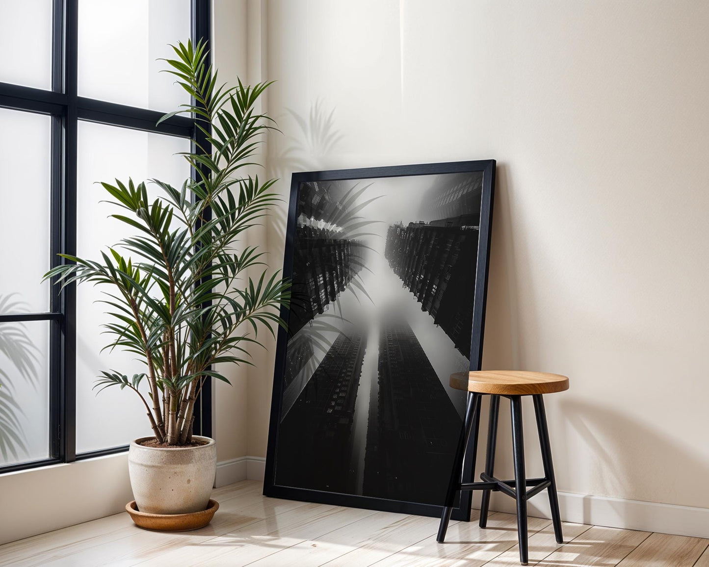 World Landmark | Hong Kong Skyscraper Print | Black and White Urban Photography wall art print, black and white architectural poster, minimalist modern Scandinavian wall decor, Monohaus