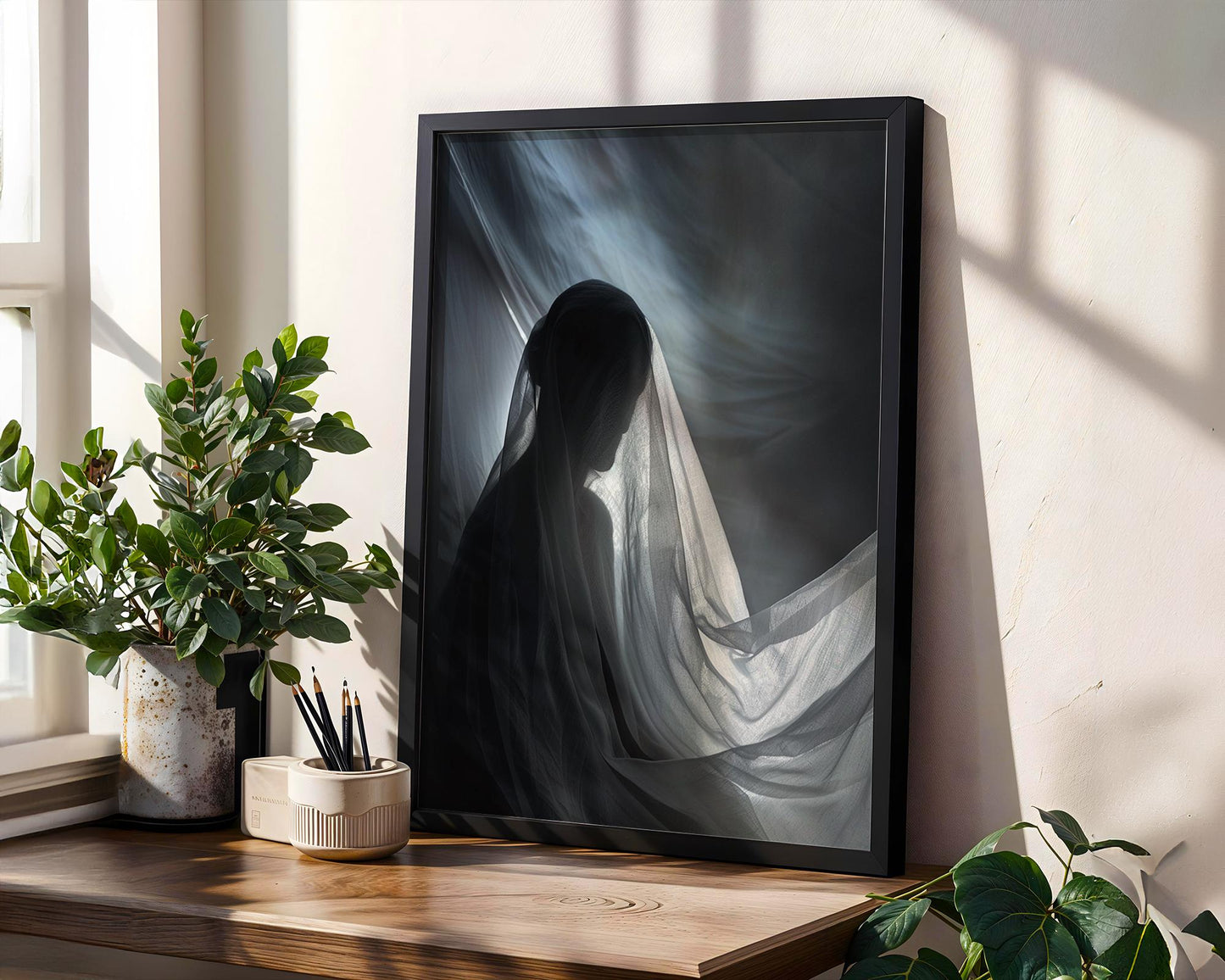 Minimal Wall Art Ethereal Woman Portrait Art Print | Moody Silhouette Photography wall art print, minimalist black and white poster, modern Scandinavian wall decor, Monohaus