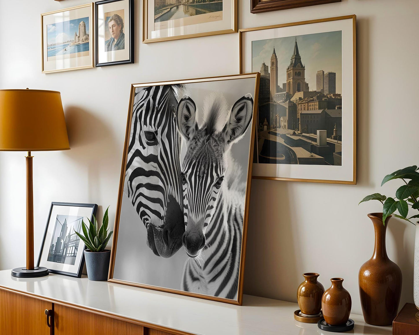 Wildlife Poster | Mother and Baby Zebra Print • Black & White Safari Animal Photography wall art print, minimalist black and white poster, modern Scandinavian wall decor, Monohaus