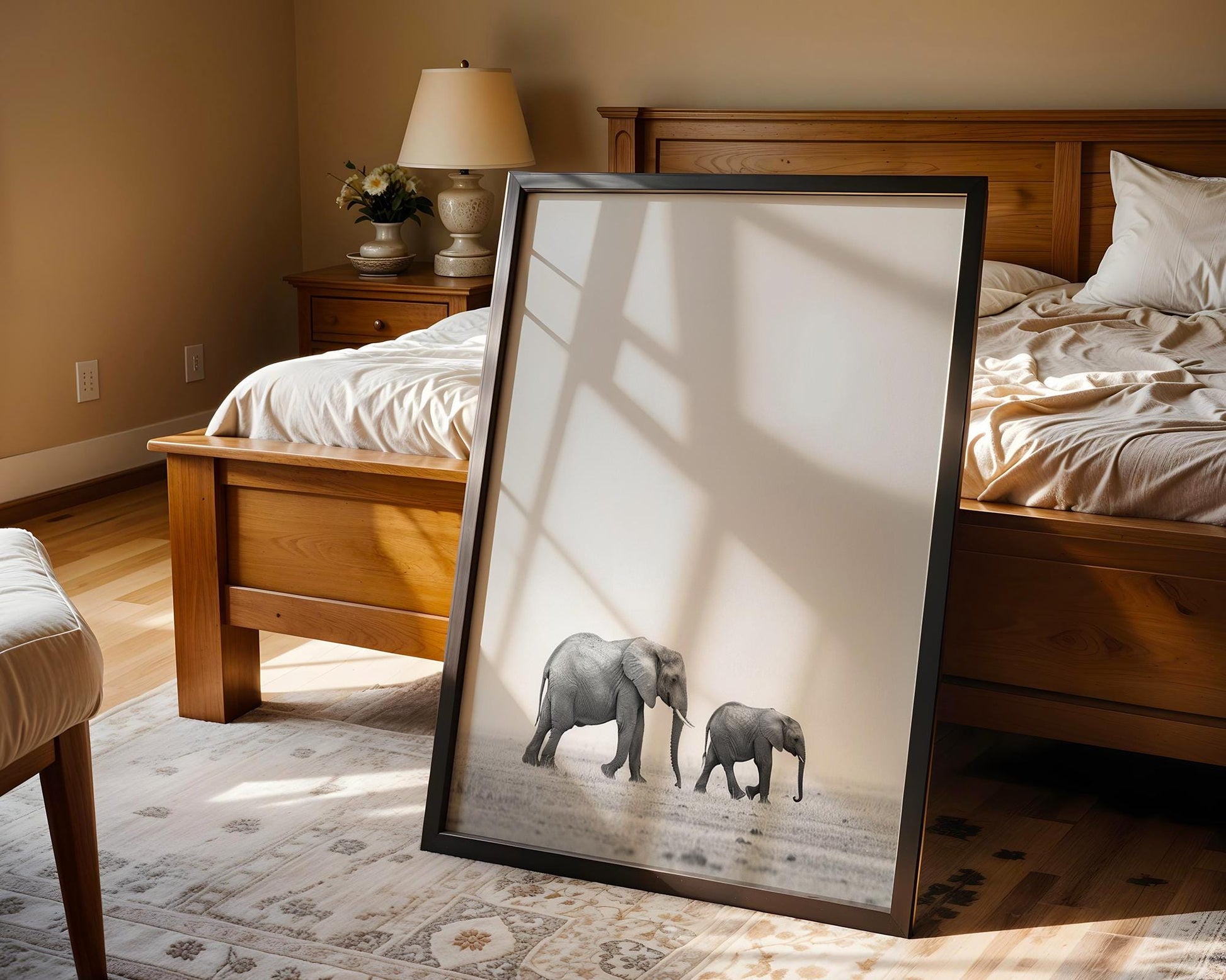 Wildlife Poster | Elephant Family Art Print • Minimalist Black & White Photography wall art print, minimalist black and white poster, modern Scandinavian wall decor, Monohaus