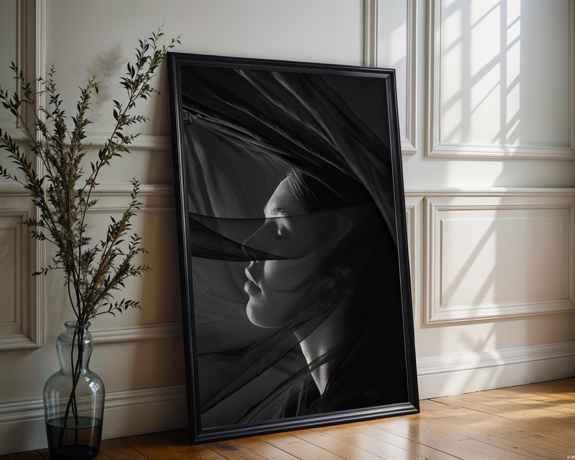 Minimal Wall Art | Veiled Fashion Print | Fine Photography Dark Minimalist Decor wall art print, minimalist black and white poster, modern Scandinavian wall decor, Monohaus