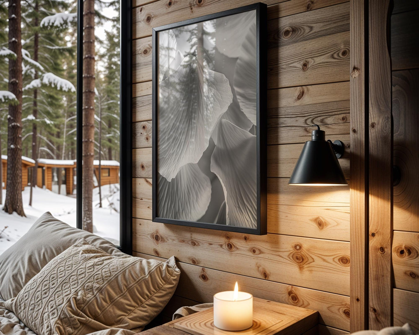 Botanical Photo | Soft Minimal Wall Art Petals Print | White Floral Poster wall art print, minimalist black and white poster, modern Scandinavian wall decor, Monohaus