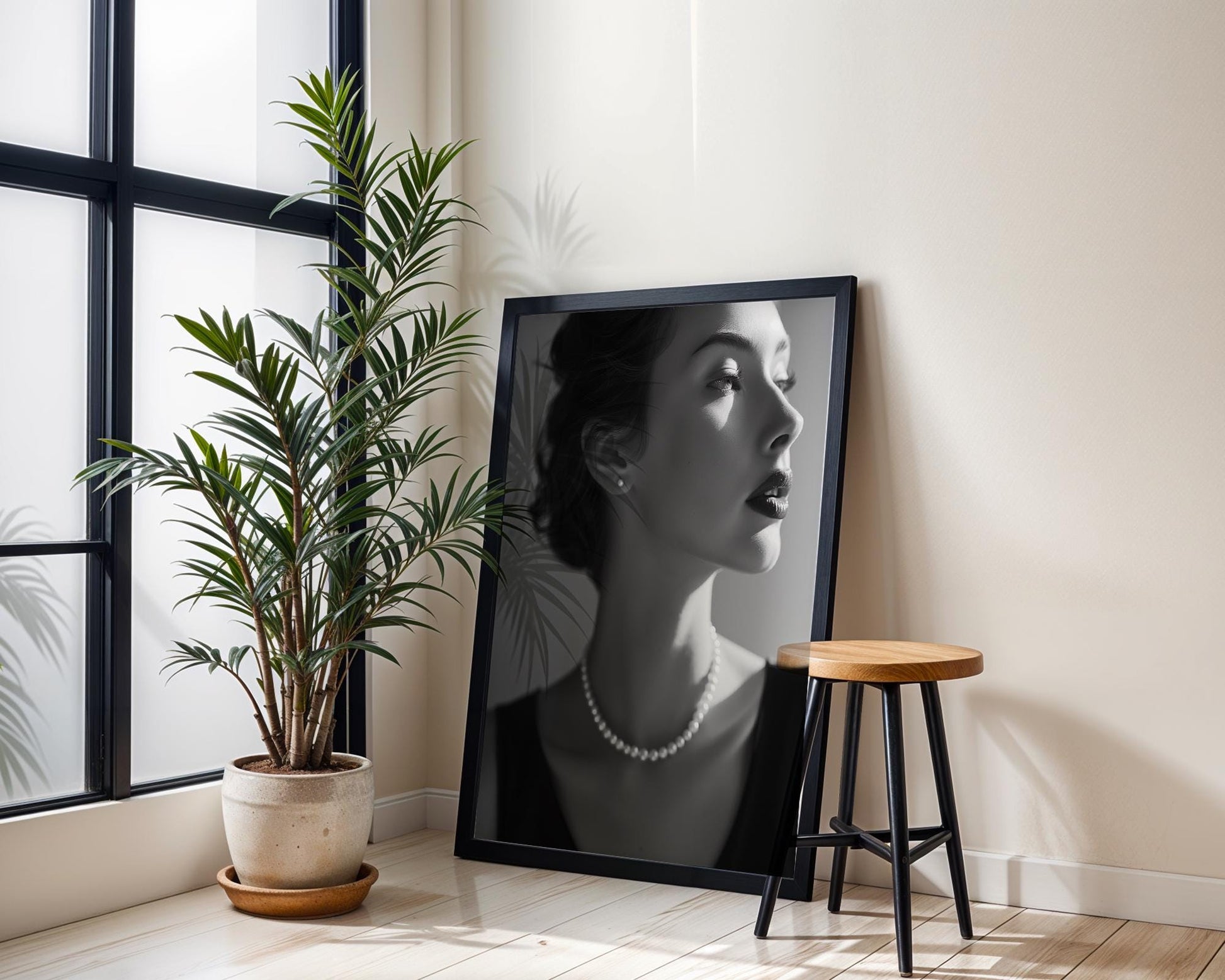 Minimal Wall Art | Retro Paris Fashion Print | Model Photography wall art print, minimalist black and white poster, modern Scandinavian wall decor, Monohaus