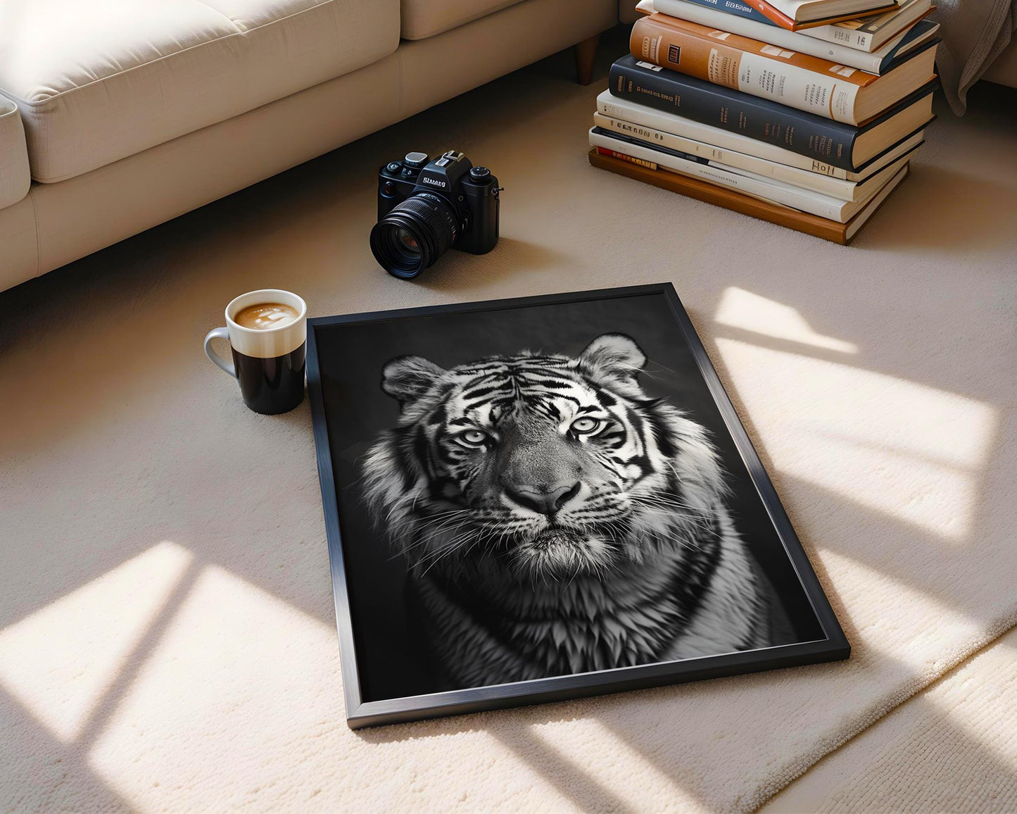 Wildlife Poster | Black & White Tiger Portrait | Minimalist Animal Art Print wall art print, minimalist black and white poster, modern Scandinavian wall decor, Monohaus