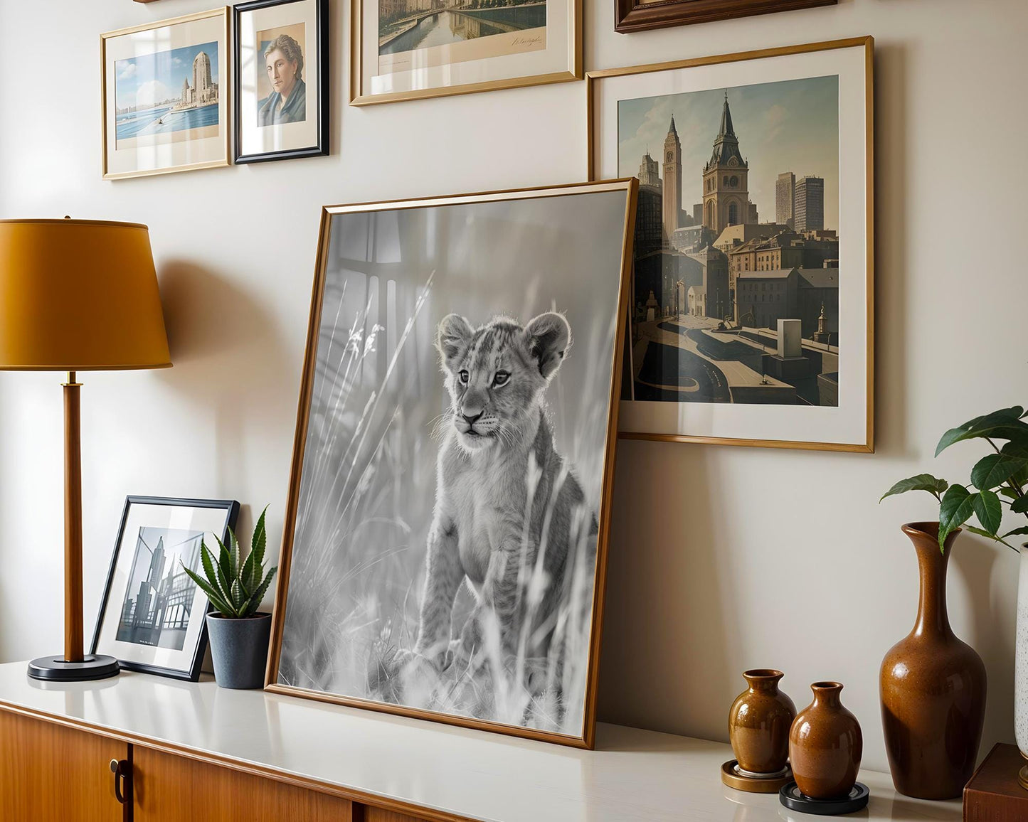 Wildlife Poster | Lion Cub Print | Minimalist Black & White Safari Photography wall art print, minimalist black and white poster, modern Scandinavian wall decor, Monohaus