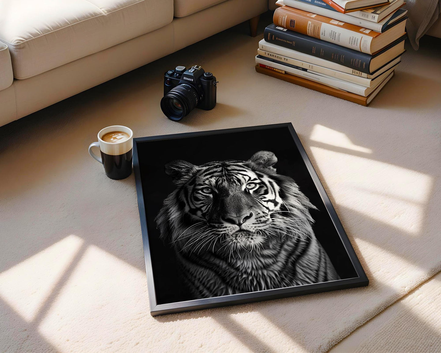 Wildlife Poster | Tiger Portrait Print | Black & White  Photography, Safari Wall Decor wall art print, minimalist black and white poster, modern Scandinavian wall decor, Monohaus