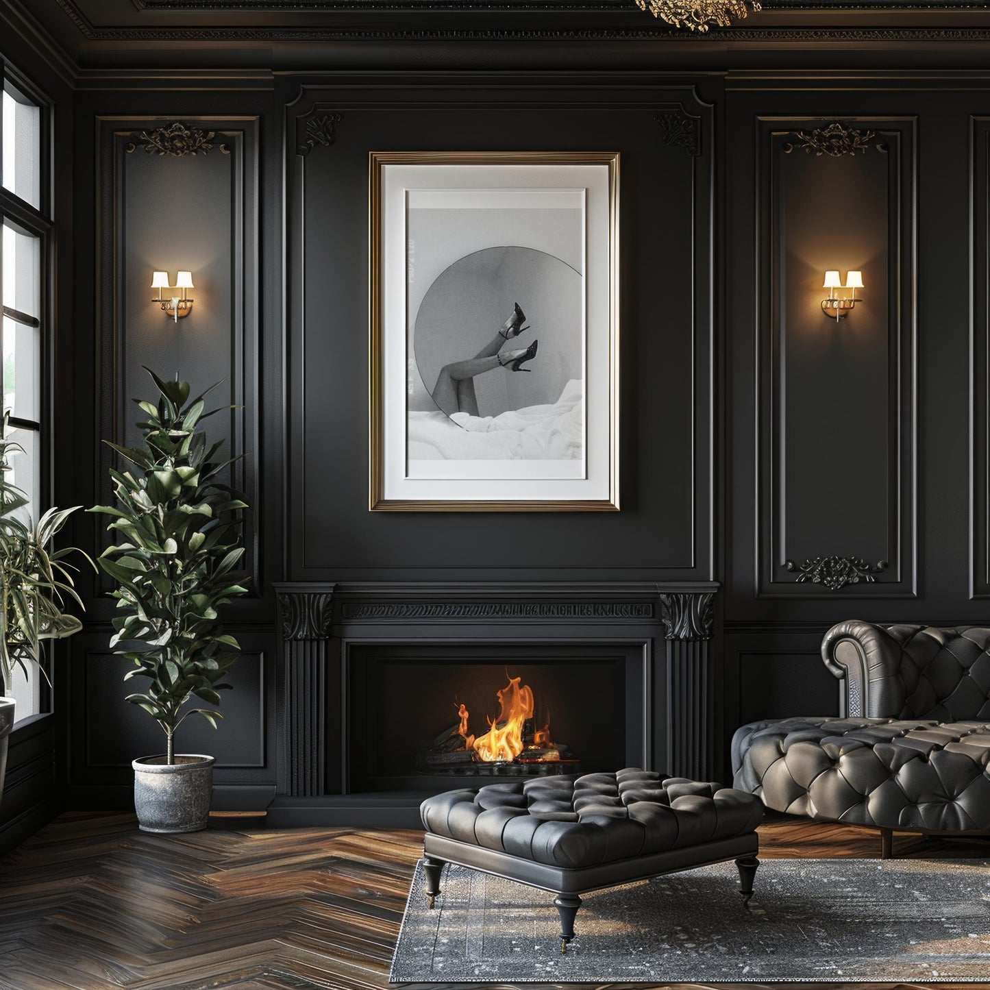 Designer Wall Art | Heels Reflection Print | Black and White Glamour Photography wall art print, minimalist black and white poster, modern Scandinavian wall decor, Monohaus