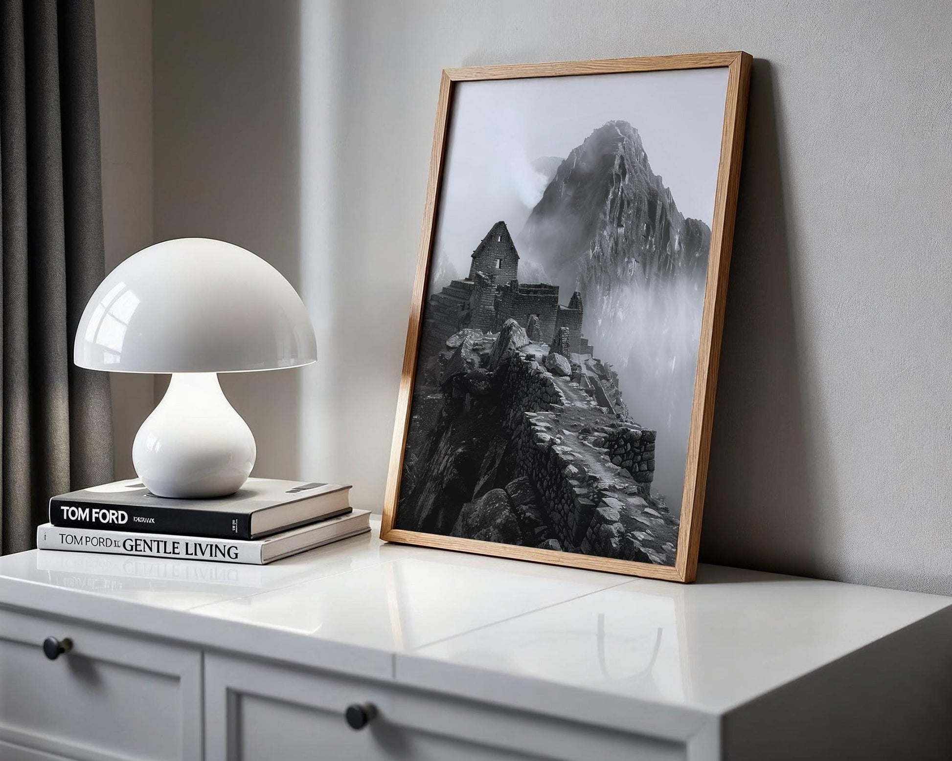 World Landmark | Machu Picchu Print | Black and White Mountain Photography wall art print, minimalist black and white poster, modern Scandinavian wall decor, Monohaus