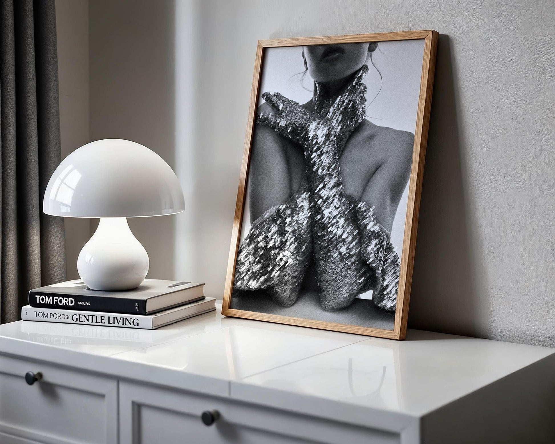 Designer Wall Art | Sequin Gloves Glam Fashion Print | Black and White Bedroom Decor wall art print, minimalist black and white poster, modern Scandinavian wall decor, Monohaus