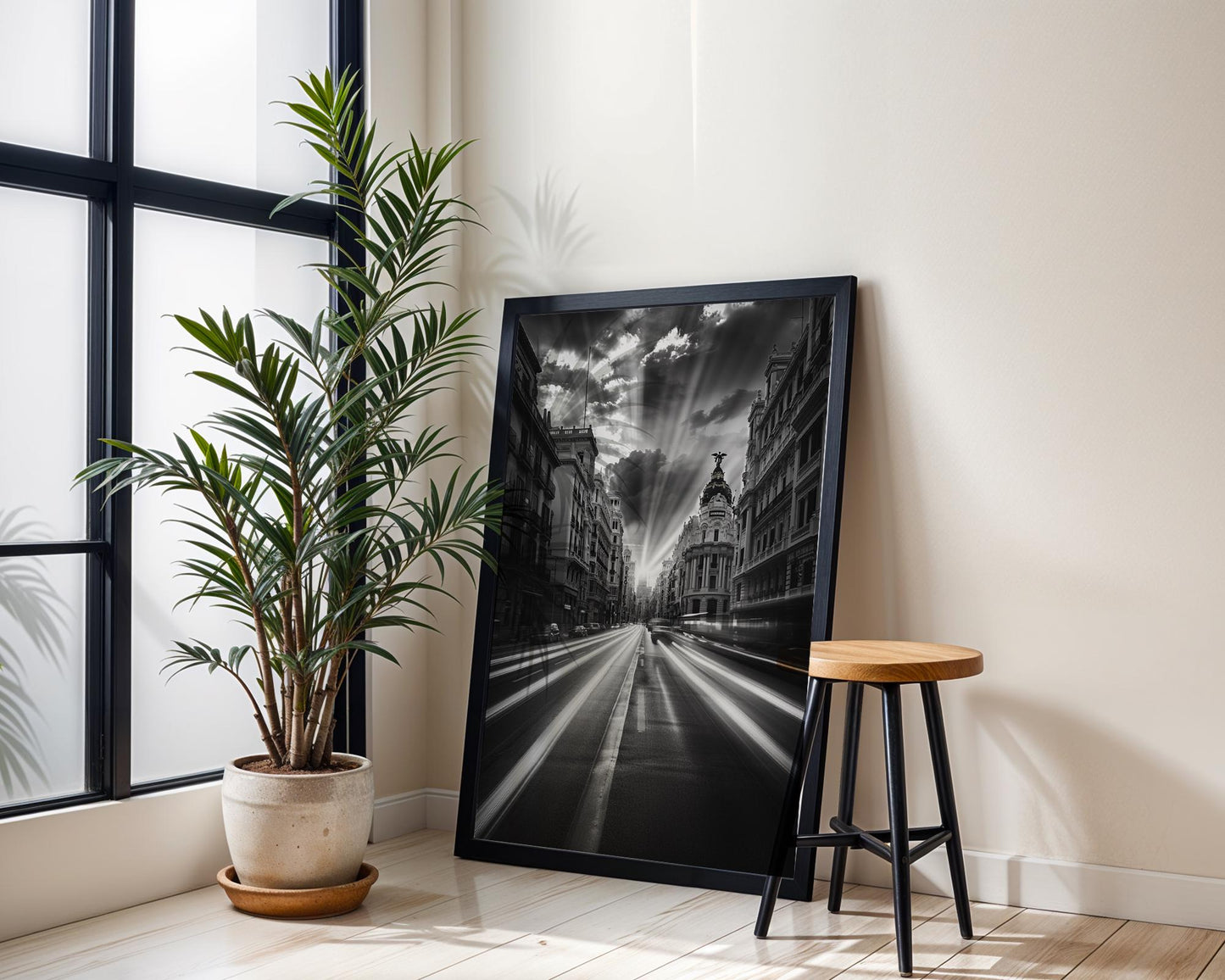 World Landmark | Madrid Gran Vía Photography Print | Black and White Spain Architecture Wall Art