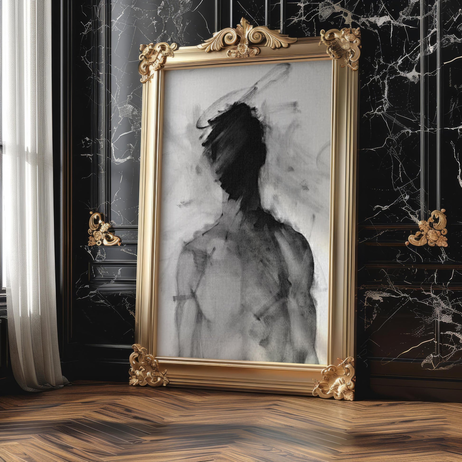 Minimal Wall Art Abstract Figure Print | Minimalist Black and White Poster abstract wall art print, geometric minimalist poster, modern Scandinavian decor, Monohaus