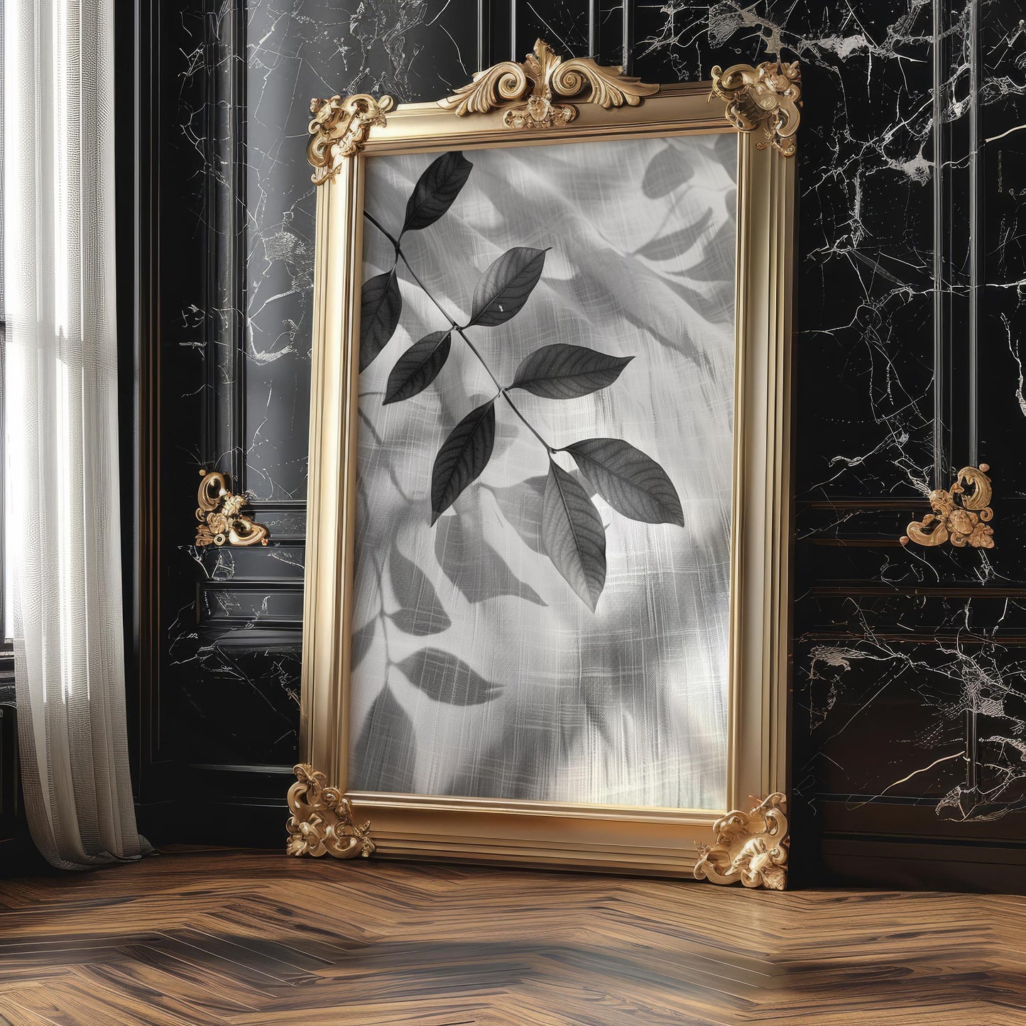 Botanical Photo | Minimal Shadow Leaf Print | Minimal Wall Art Black & White  Home Decor | Abstract Sun Shadow Bathroom Poster abstract wall art print, geometric minimalist poster, modern Scandinavian decor, Monohaus