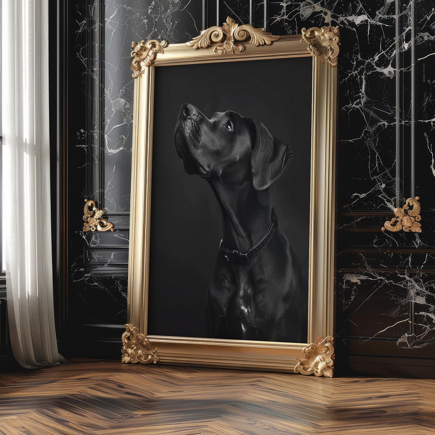 Great Dane Portrait Print | Black and White Dog Photography wall art print, minimalist black and white poster, modern Scandinavian wall decor, Monohaus