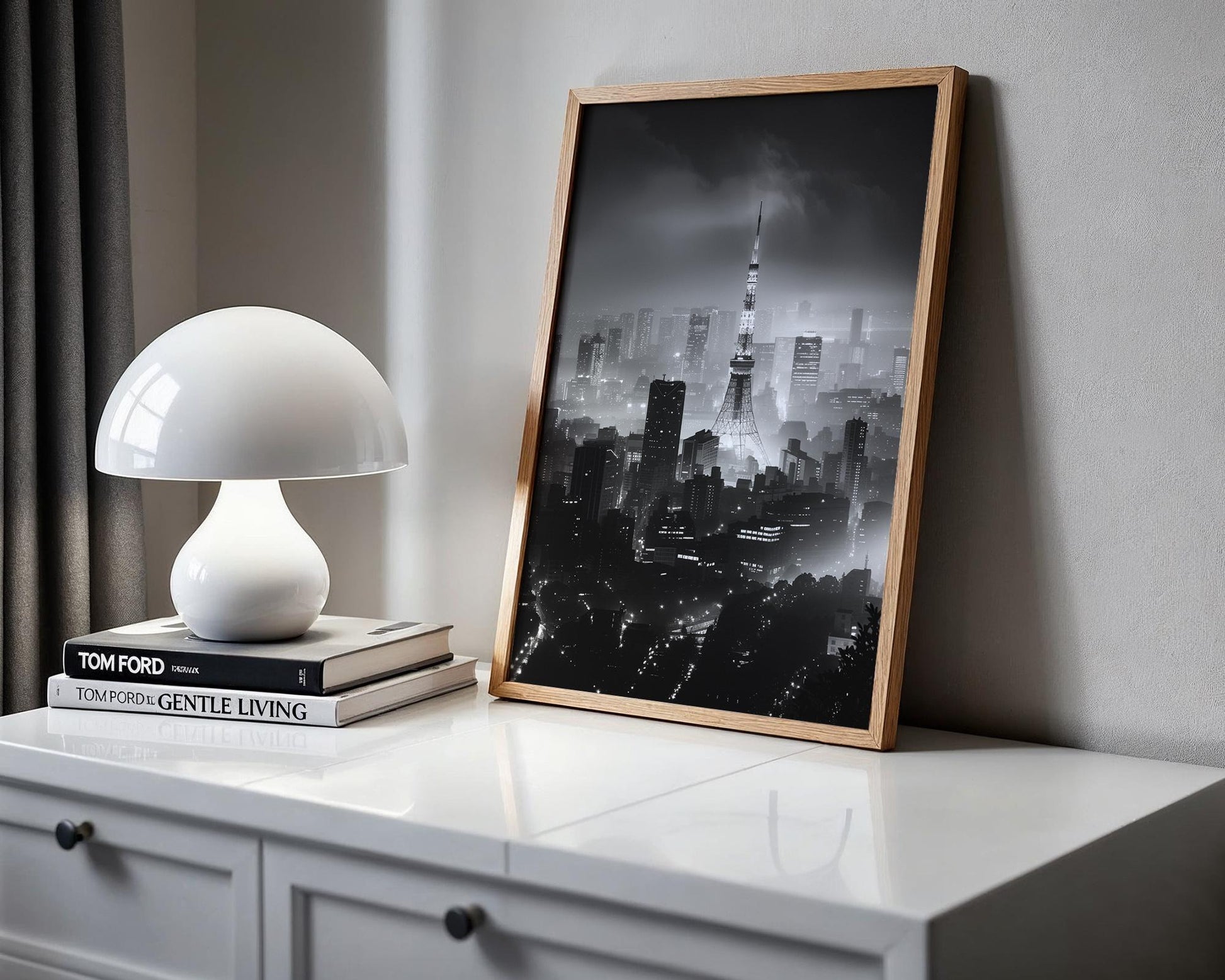 World Landmark | Tokyo Tower Black and White Photography Print | Japan Cityscape Wall Art wall art print, black and white architectural poster, minimalist modern Scandinavian wall decor, Monohaus