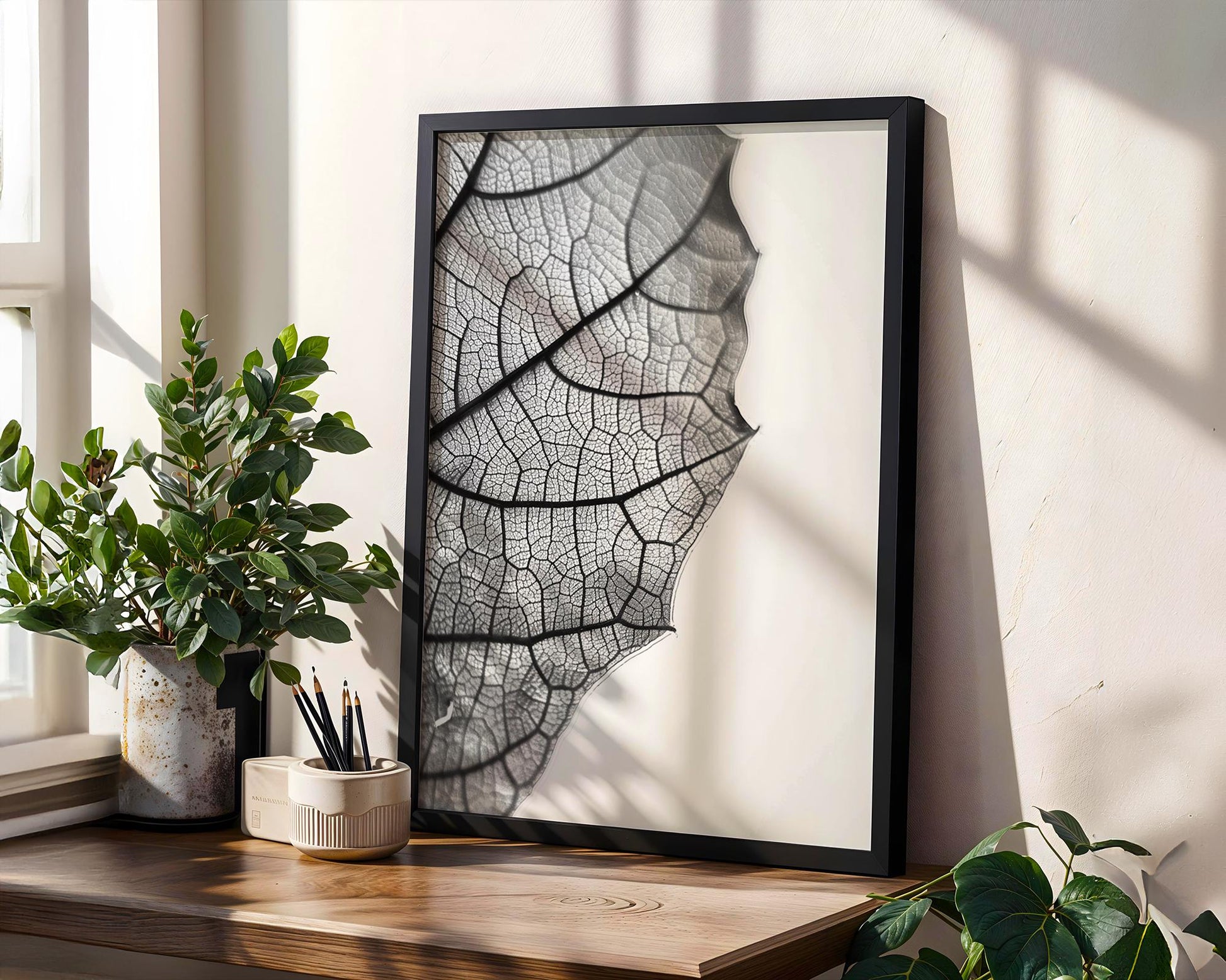 Botanical Photo | Leaf Vein Print | Macro Texture, Minimalist Wall Art wall art print, minimalist black and white poster, modern Scandinavian wall decor, Monohaus