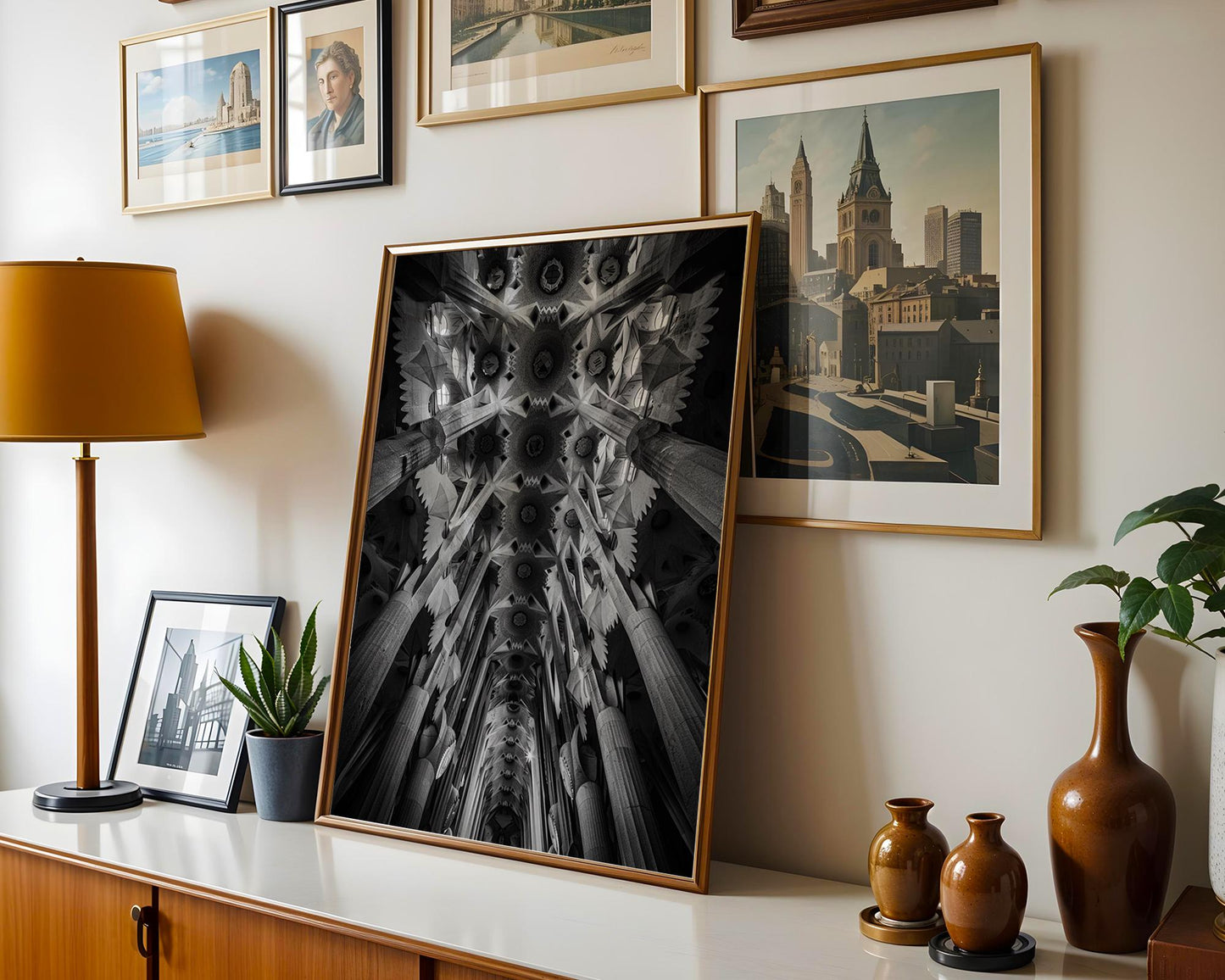 Urban Photography | Sagrada Familia Print | Black and White Cathedral Photography black and white photo print, minimalist monochrome wall art poster for modern interiors, Monohaus