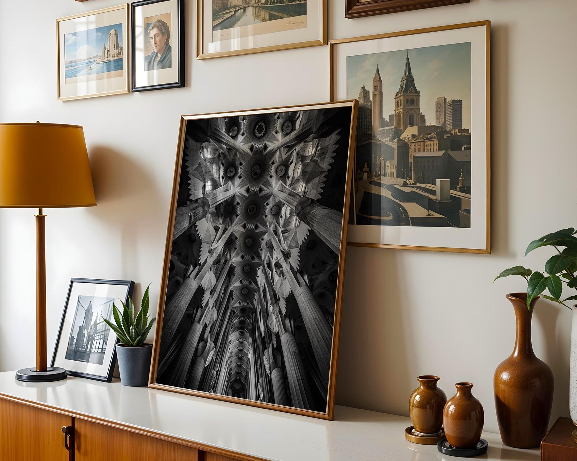 Urban Photography | Sagrada Familia Print | Black and White Cathedral Photography black and white photo print, minimalist monochrome wall art poster for modern interiors, Monohaus