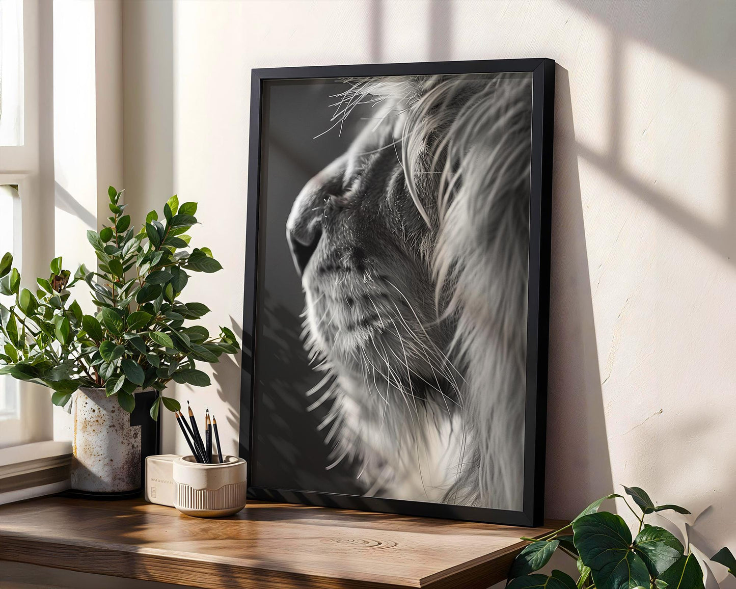 Wildlife Poster | Lion Close-Up Print | Minimalist Black & White Safari Photography wall art print, minimalist black and white poster, modern Scandinavian wall decor, Monohaus