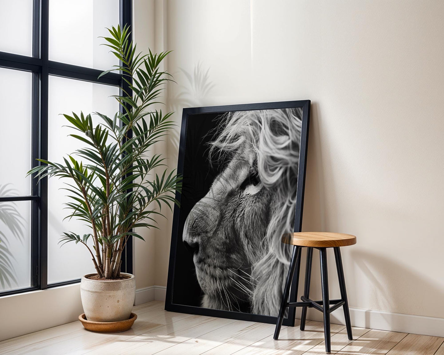 Wildlife Poster | Lion Profile Photography Print | Minimalist Black & White Wall Art wall art print, minimalist black and white poster, modern Scandinavian wall decor, Monohaus