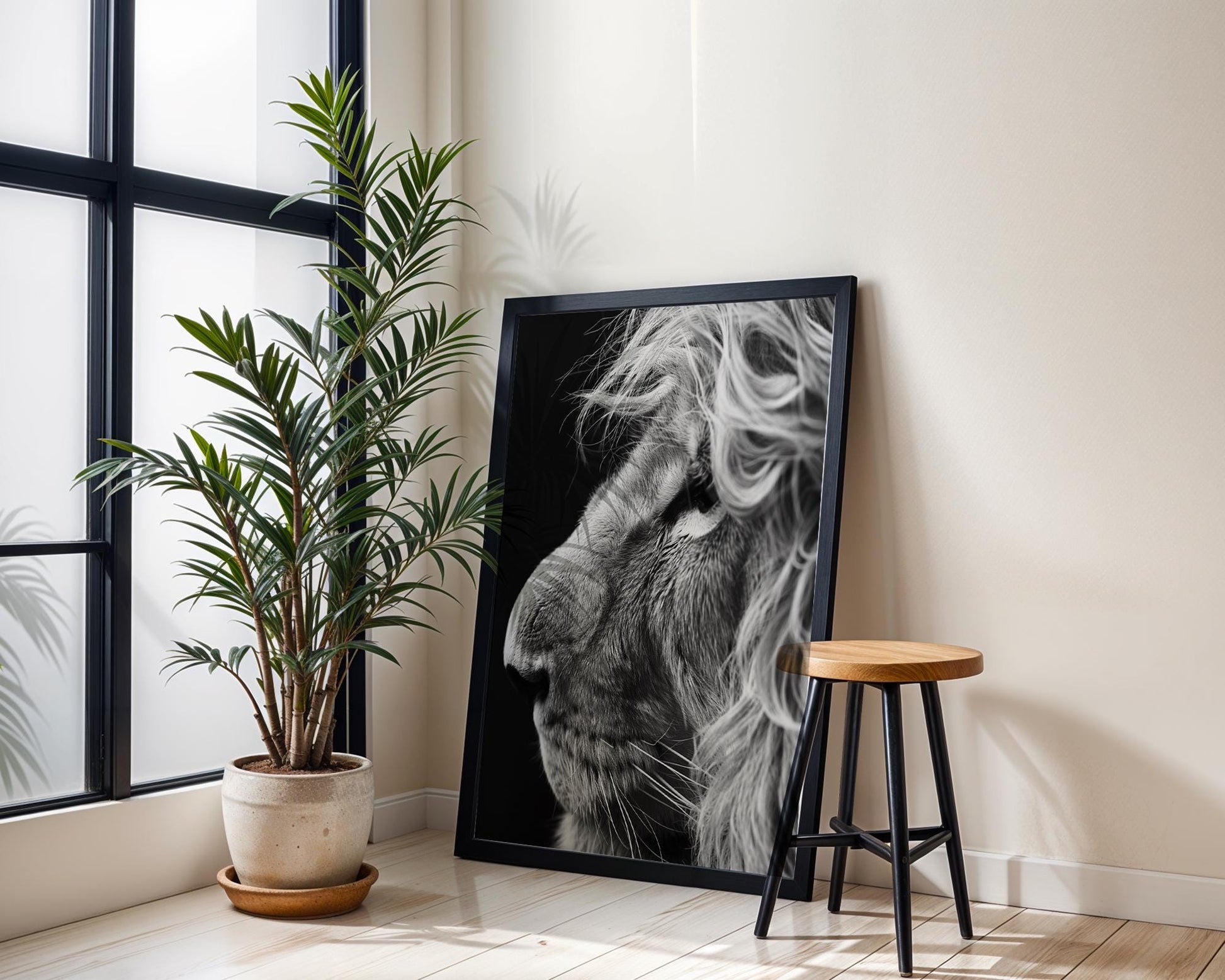 Wildlife Poster | Lion Profile Photography Print | Minimalist Black & White Wall Art wall art print, minimalist black and white poster, modern Scandinavian wall decor, Monohaus