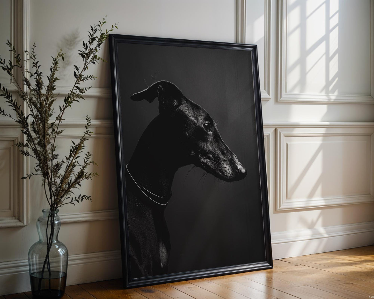 Dog Photography Greyhound Print Black and White | Minimalist Whippet Fine Art wall art print, minimalist black and white poster, modern Scandinavian wall decor, Monohaus