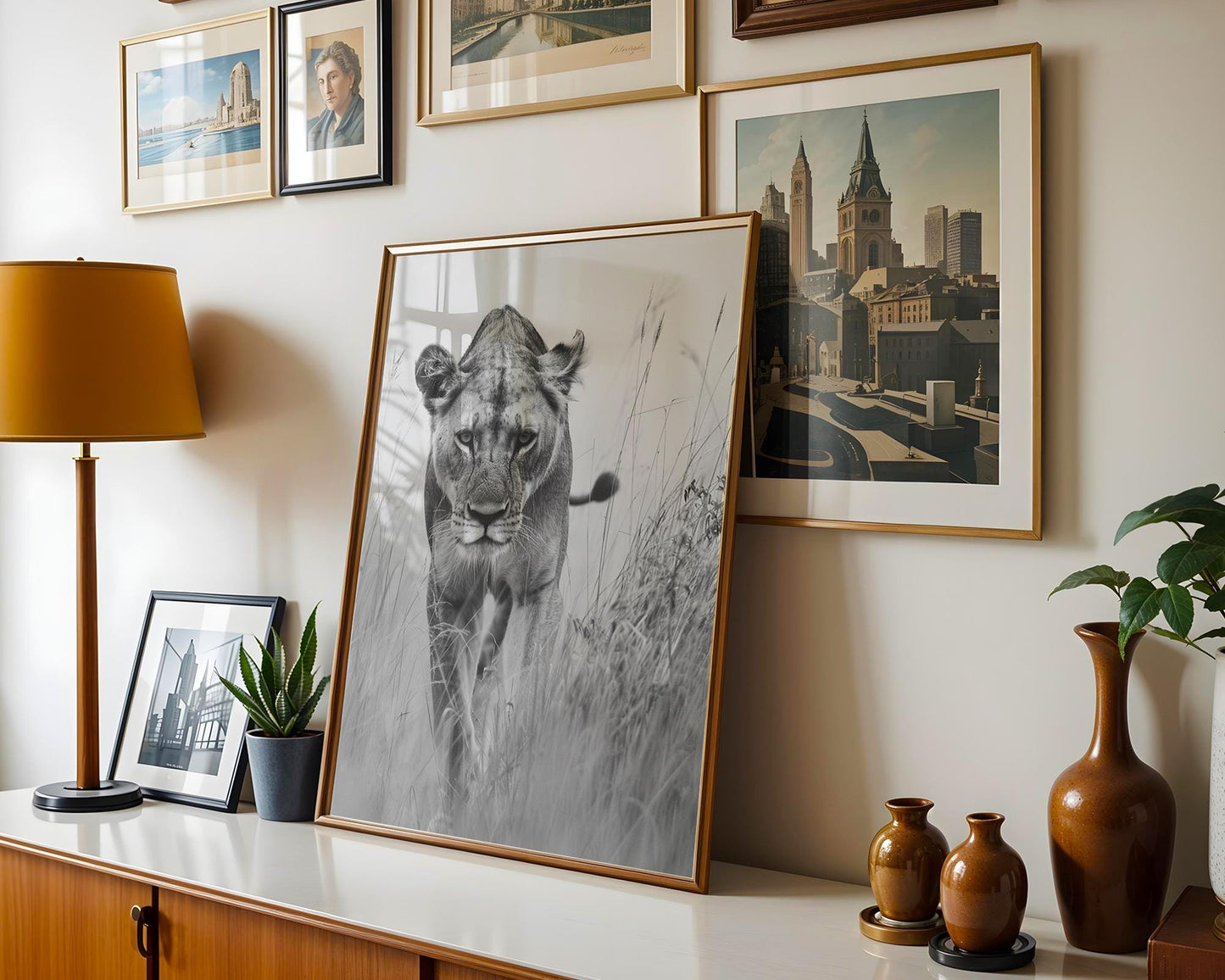 Wildlife Poster | Lioness Fine Art Print | Black & White Safari Photography wall art print, minimalist black and white poster, modern Scandinavian wall decor, Monohaus