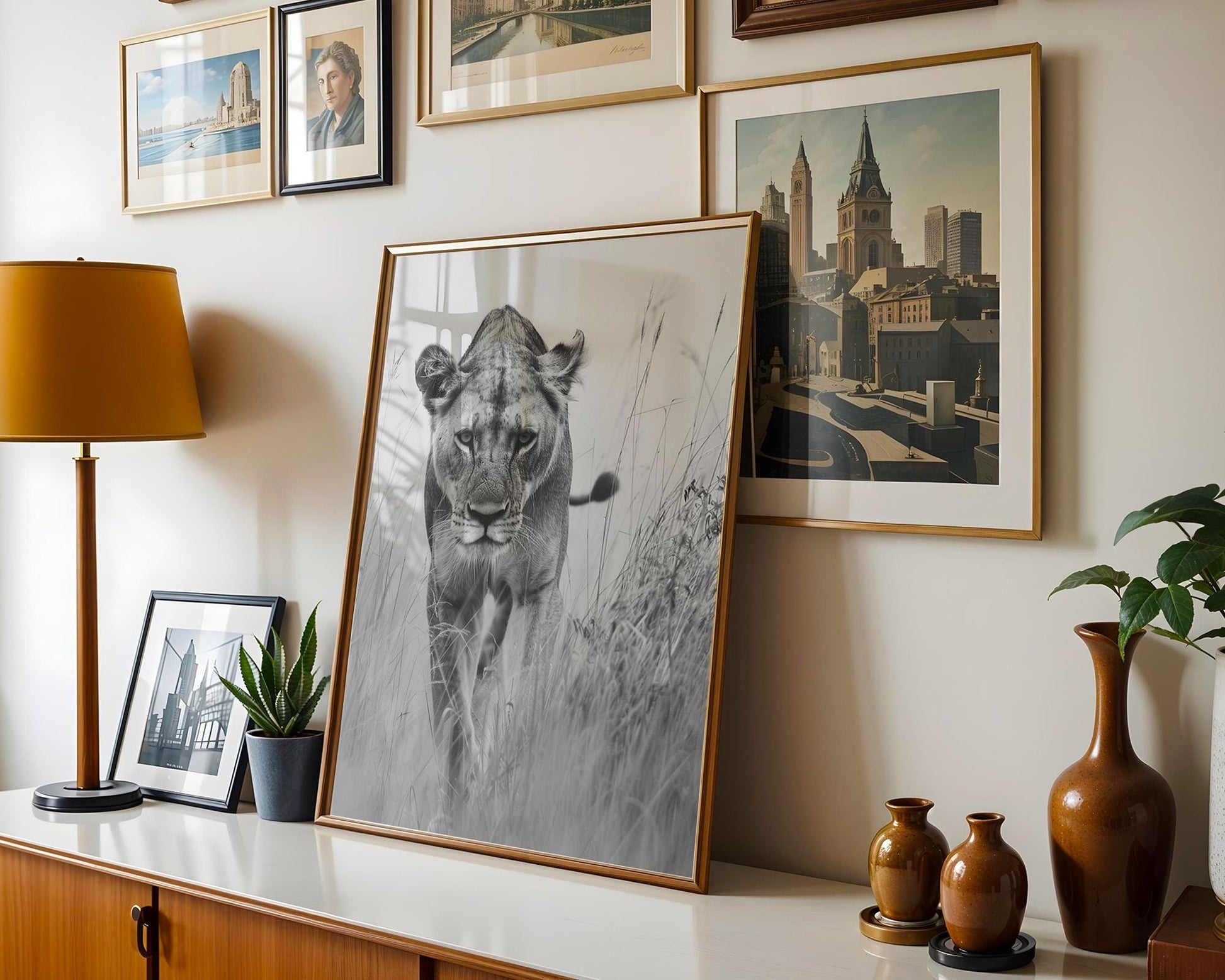 Wildlife Poster | Lioness Fine Art Print | Black & White Safari Photography wall art print, minimalist black and white poster, modern Scandinavian wall decor, Monohaus