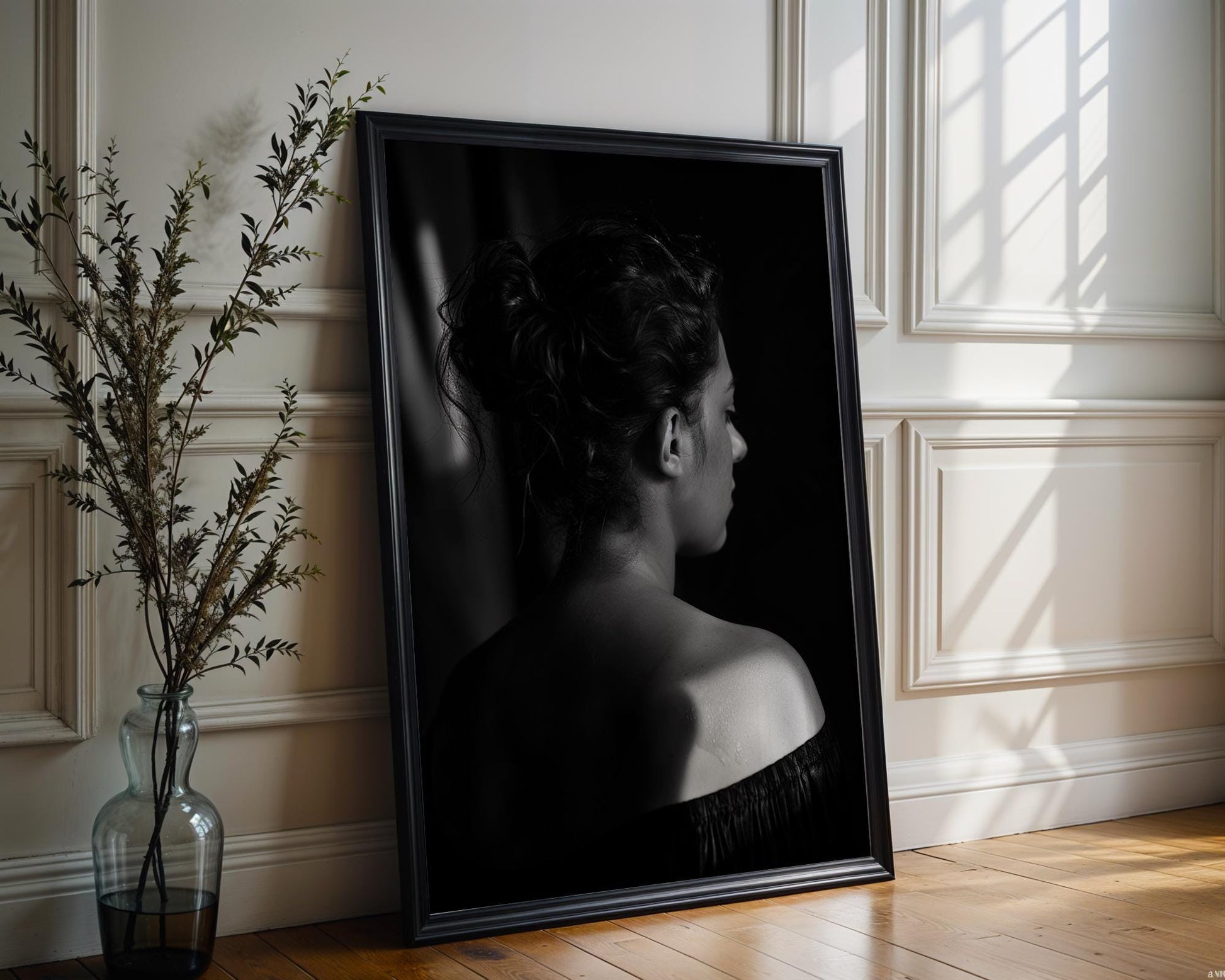 Minimal Wall Art Woman Silhouette Print | Black and White Fine Art Photography wall art print, minimalist black and white poster, modern Scandinavian wall decor, Monohaus