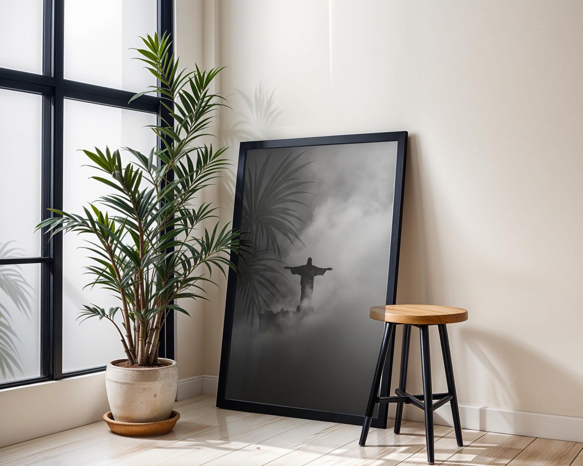 World Landmark | Christ the Redeemer Print | Rio de Janeiro Black & White Photography wall art print, minimalist black and white poster, modern Scandinavian wall decor, Monohaus