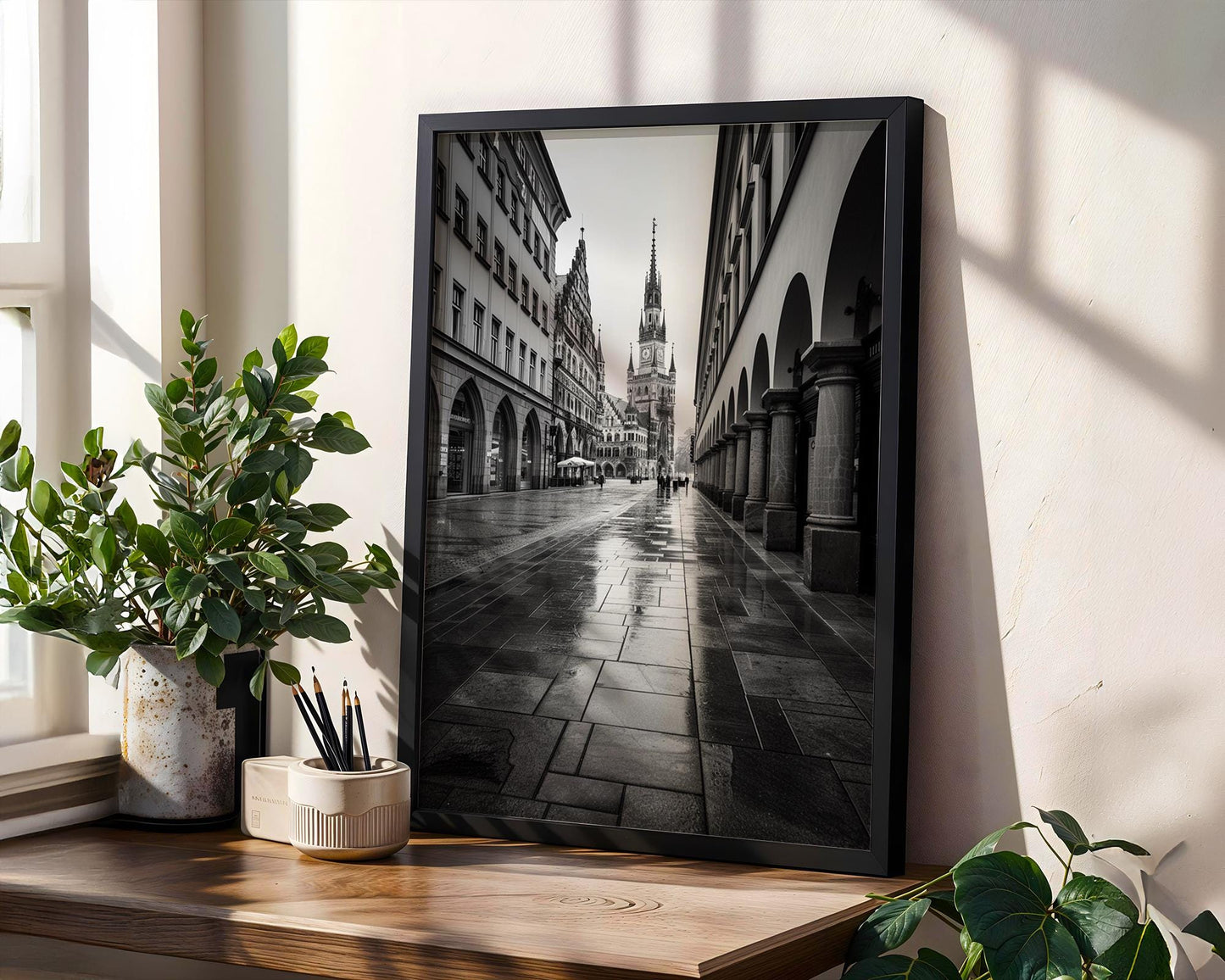 World Landmark | Munich Marienplatz Print | Black and White Architecture Photography