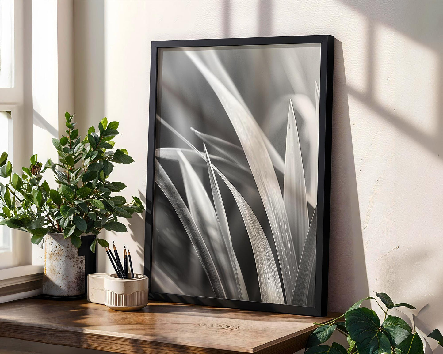 Botanical Photo | Abstract Leaf Macro Photography Print | Black & White Minimal abstract wall art print, geometric minimalist poster, modern Scandinavian decor, Monohaus