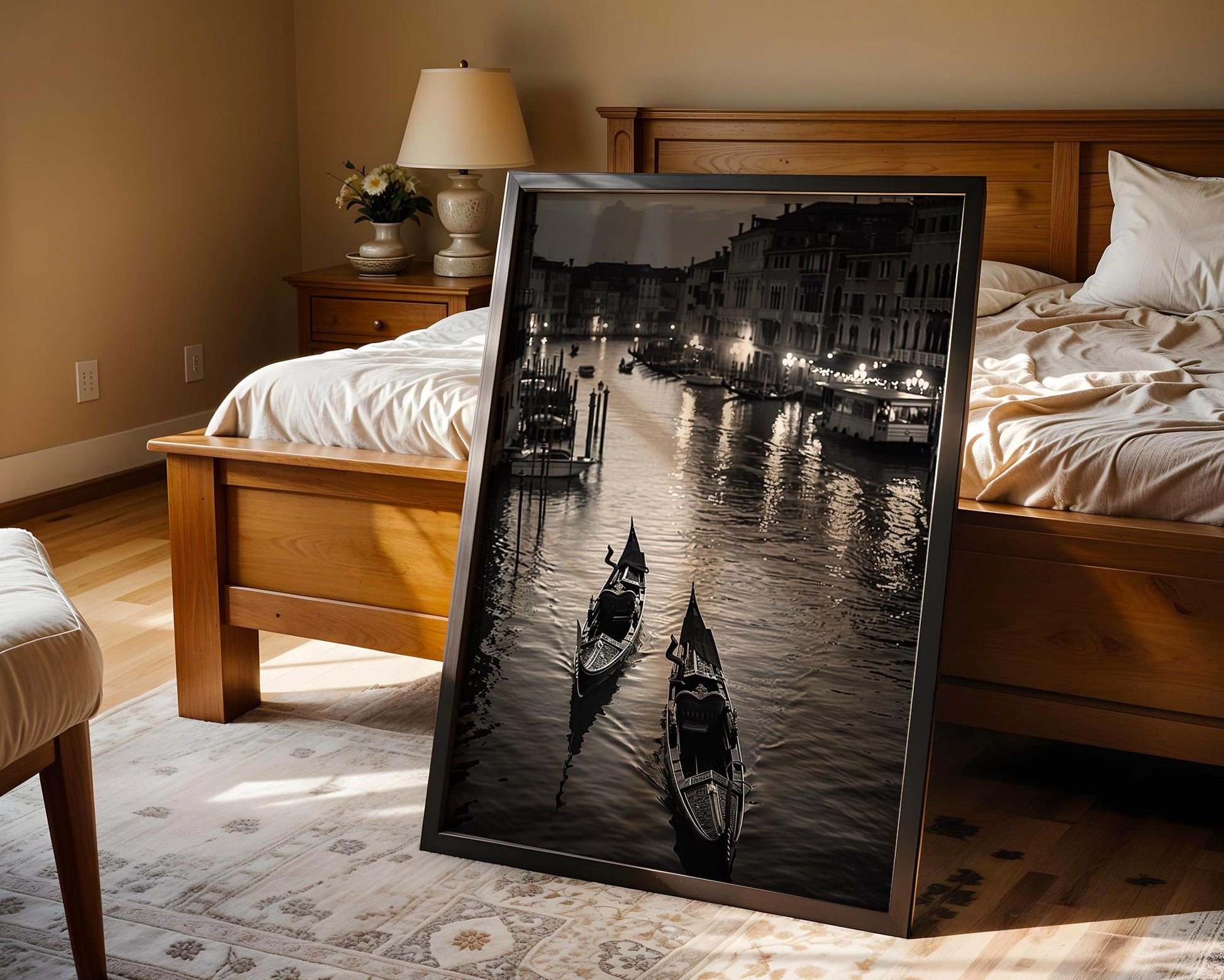 World Landmark | Venice Gondola Print | Grand Canal Black and White Photography wall art print, minimalist black and white poster, modern Scandinavian wall decor, Monohaus