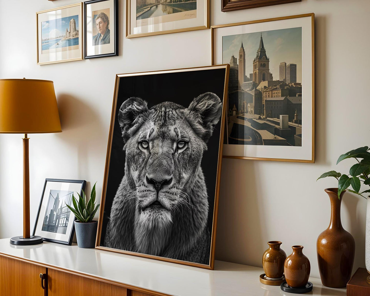 Wildlife Poster | Black & White Lioness Portrait | Minimalist Photography Print wall art print, minimalist black and white poster, modern Scandinavian wall decor, Monohaus