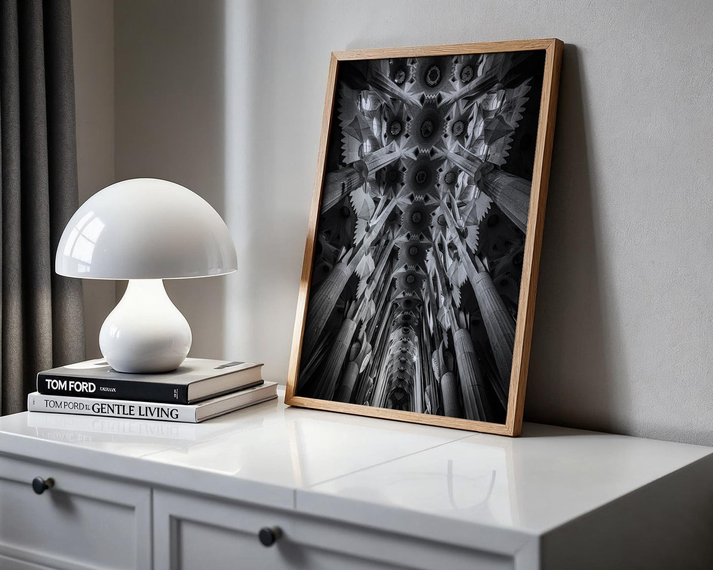 Urban Photography | Sagrada Familia Print | Black and White Cathedral Photography black and white photo print, minimalist monochrome wall art poster for modern interiors, Monohaus