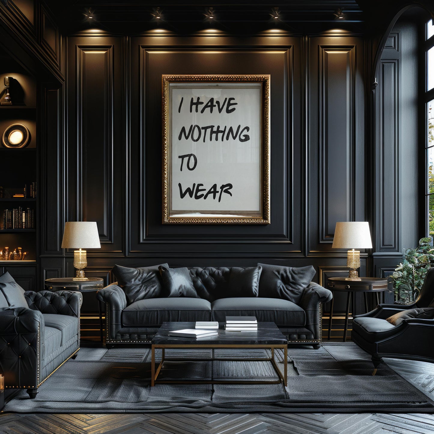 Designer Wall Art | I Have Nothing To Wear Print | Funny Quote, Minimalist Typography typography wall art print, minimalist black and white type poster, modern graphic design decor, Monohaus