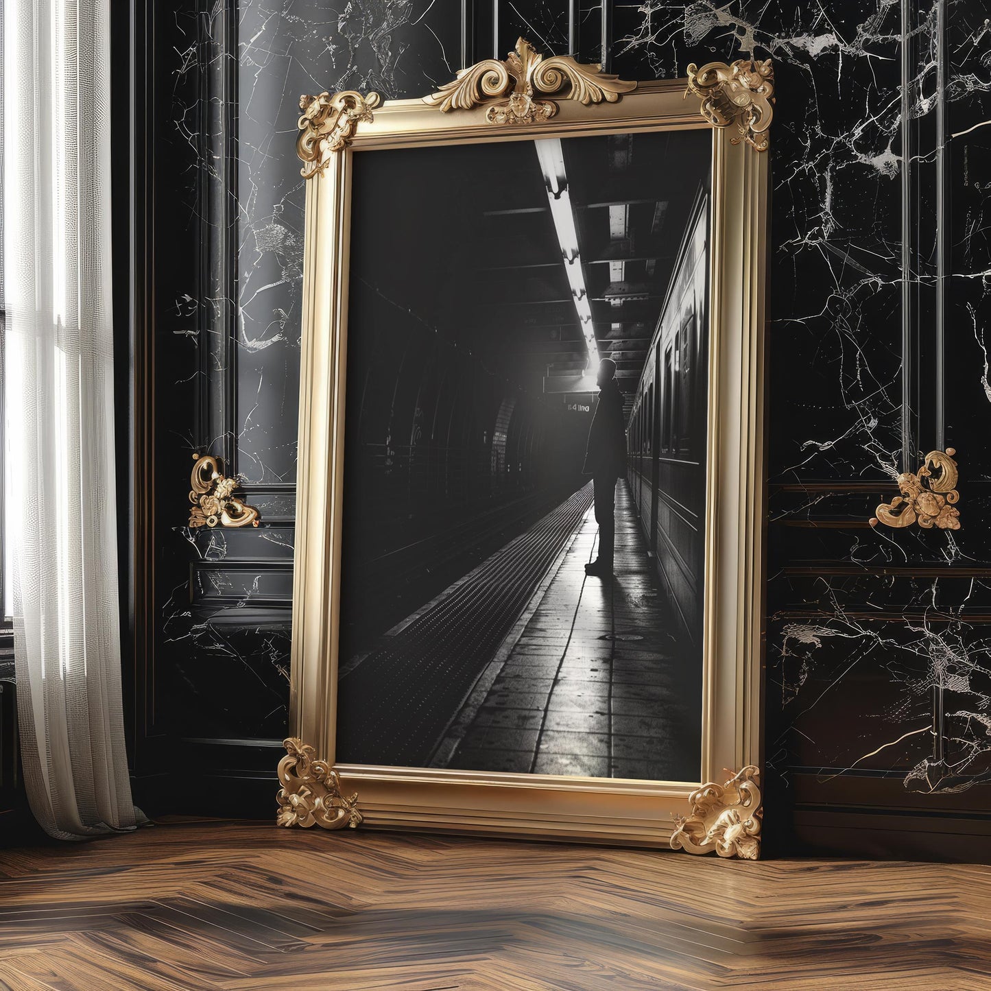 Minimal Wall Art Subway Silence | Black and White Street Photography wall art print, black and white architectural poster, minimalist modern Scandinavian wall decor, Monohaus